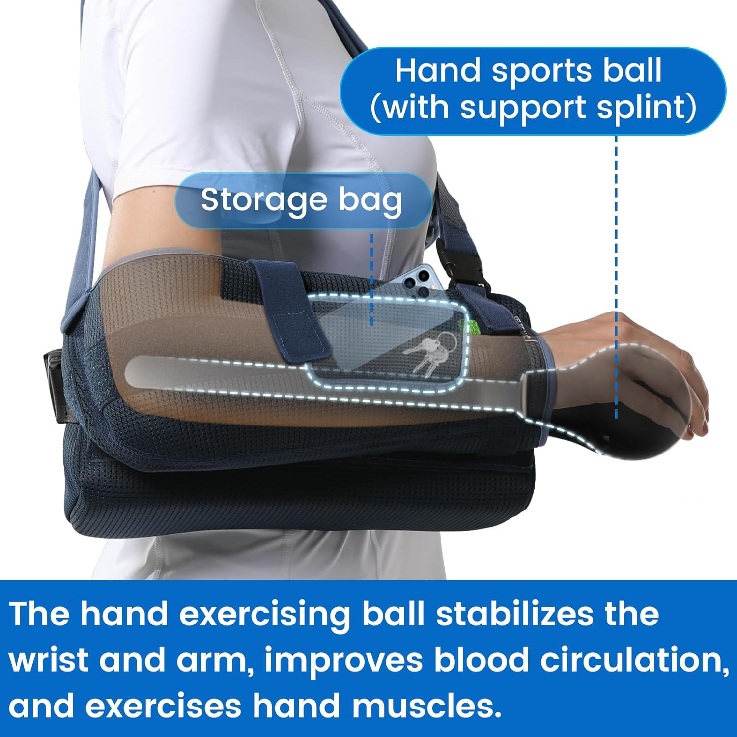 Velpeau Shoulder Abduction Sling with Two Removable Pillows, Shoulder Immobilizer Strap for Sleeping, Rotator Cuff Surgery, Medical Sling for Women & Men, Fits Left & Right Arm (S, Bust 23.5