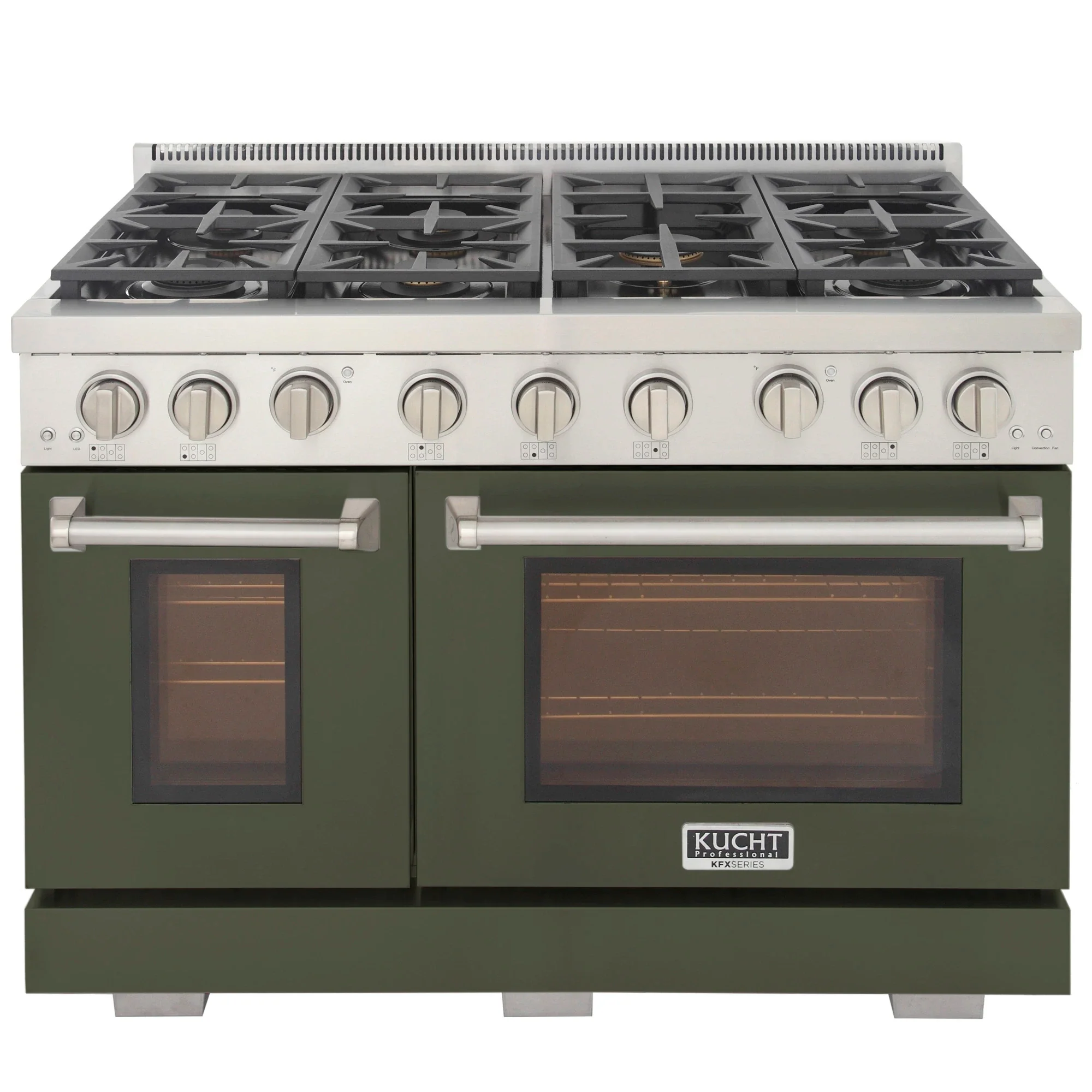 Kucht Professional 48-Inch 6.7 cu. ft. Gas Range in Olive Green with Silver Accents (KFX480-G)