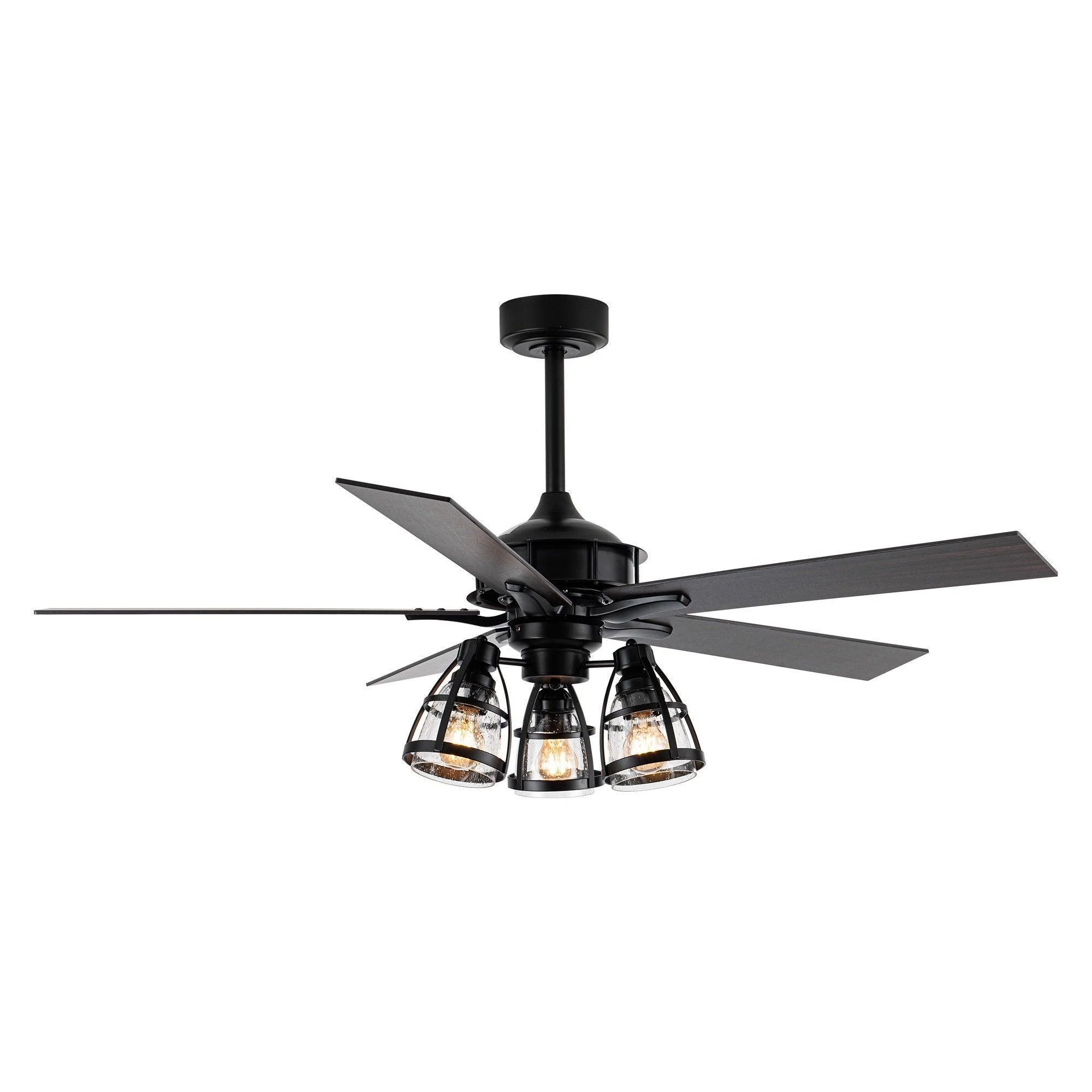 Parrot Uncle 52-Inch Kashmir Traditional Downrod Mount Reversible Ceiling Fan with Lighting and Remote Control (F6352110V)