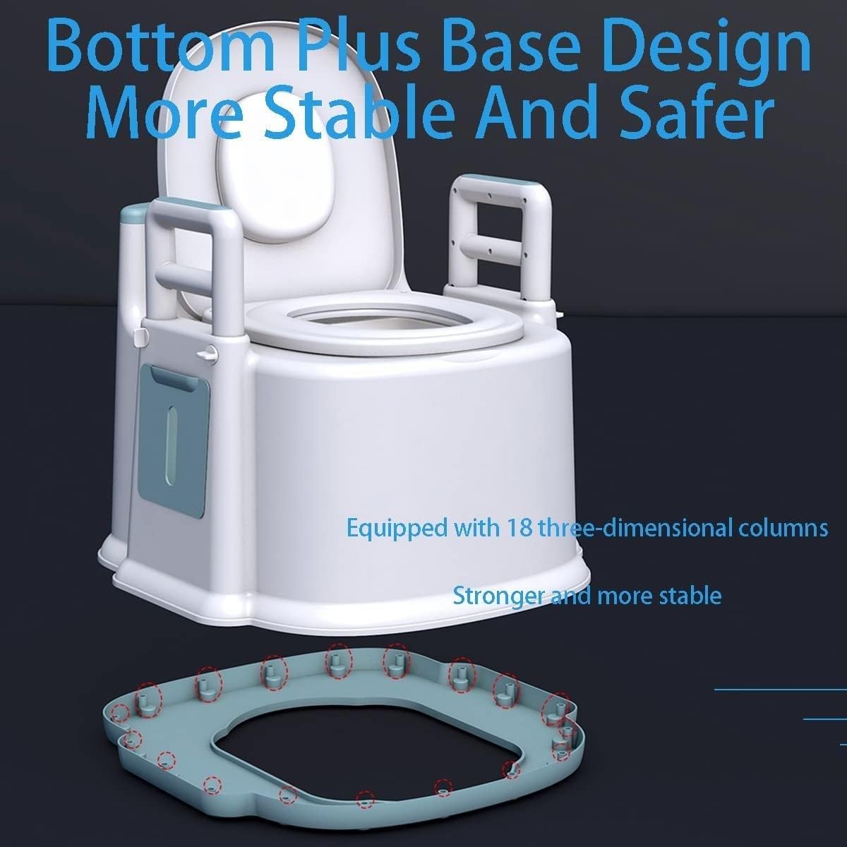 Bedside Commodes, Bedside Toilet, Commode Bucket with Lid and Handle Commode Chair for Use Over Toilet Bedside and in The Shower Suitable for People with Disabilities The Elderly White