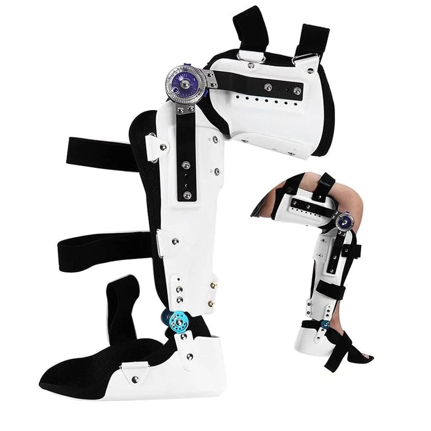 Knee Foot Support Brace, Post Op Knee Support Orthosis Immobilizer Protector Adjustable Leg Stabilizer, Lower Limbs Orthosis Fixed Brace Stable Safe (Left-Medium