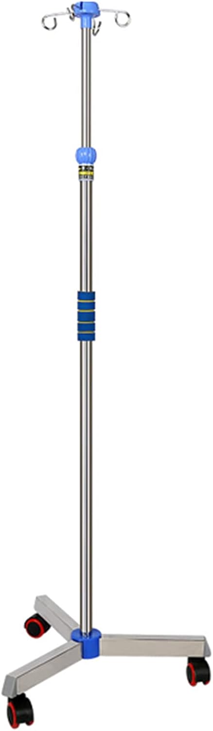 Adjustable Stainless Steel Infusion Stand with Wheels - Drip Holder for IV Therapy, Hospital Use, Medical Equipment, Height Adjustable, Portable Drip Pole