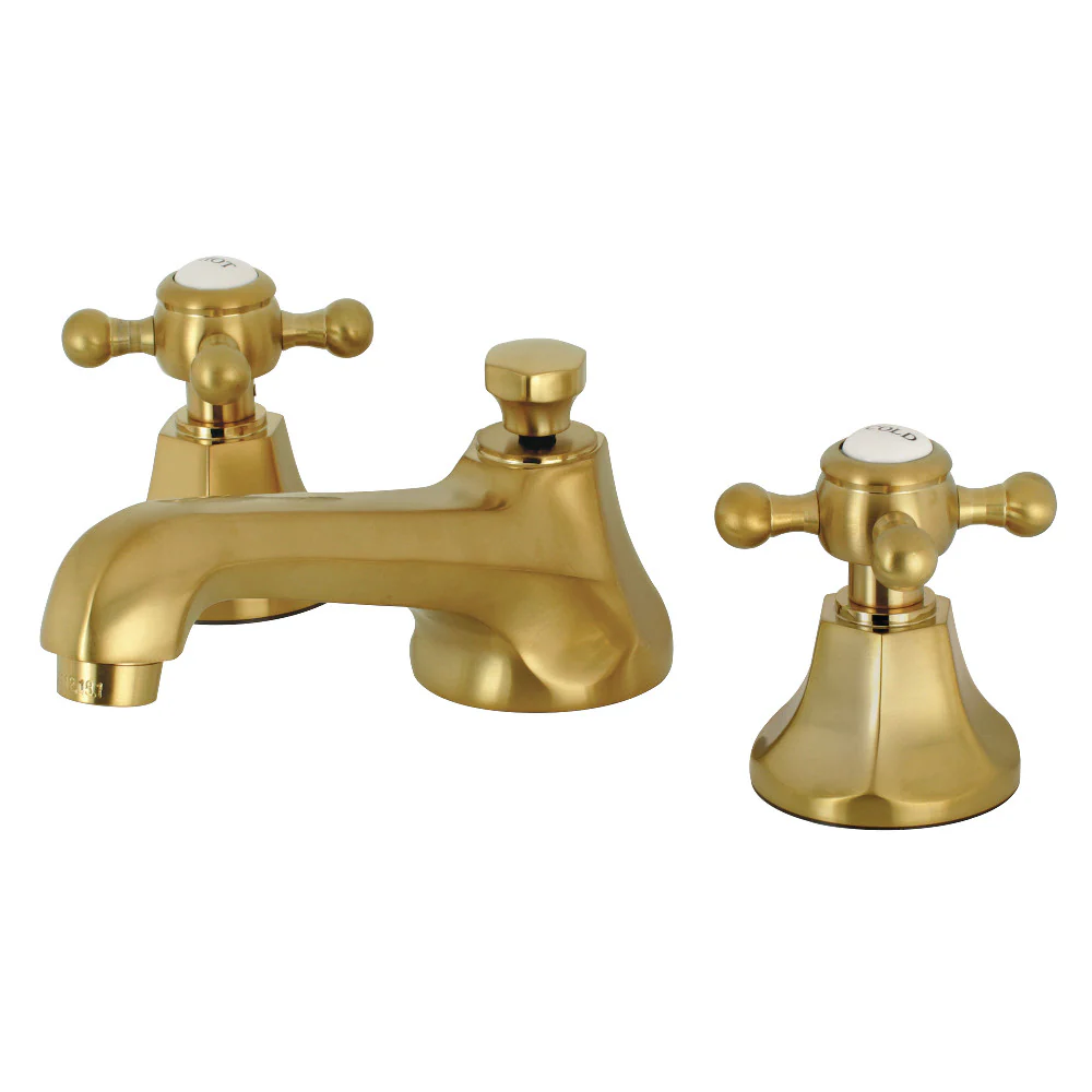 Kingston Brass Metropolitan Widespread Bathroom Faucet with Brass Pop-Up, Brushed Brass (KS4467BX)