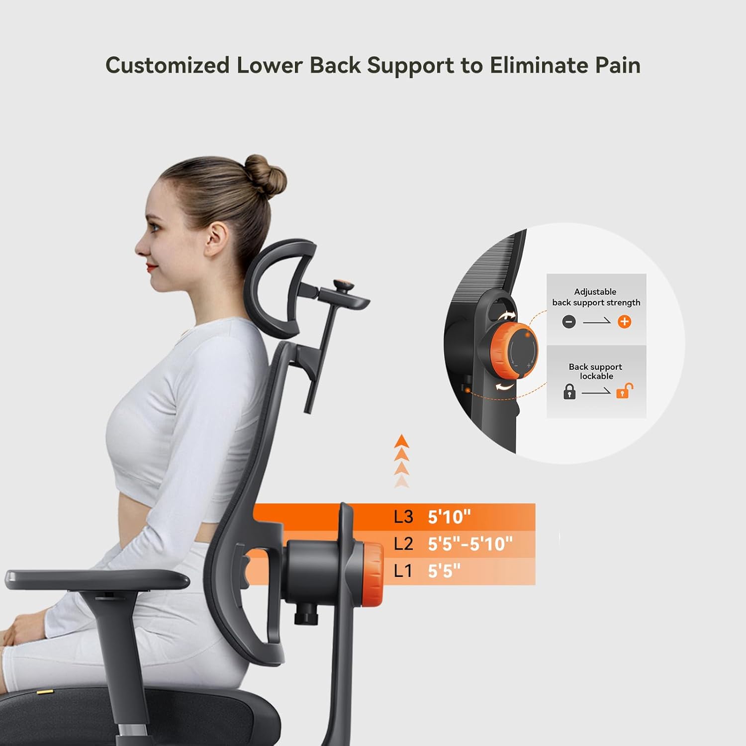 Newtral Ergonomic Office Chair - Home Office Desk Chair with Adaptive Lumbar Support, with Footrest, 4D Armrest, Adjustable Seat Depth & Height