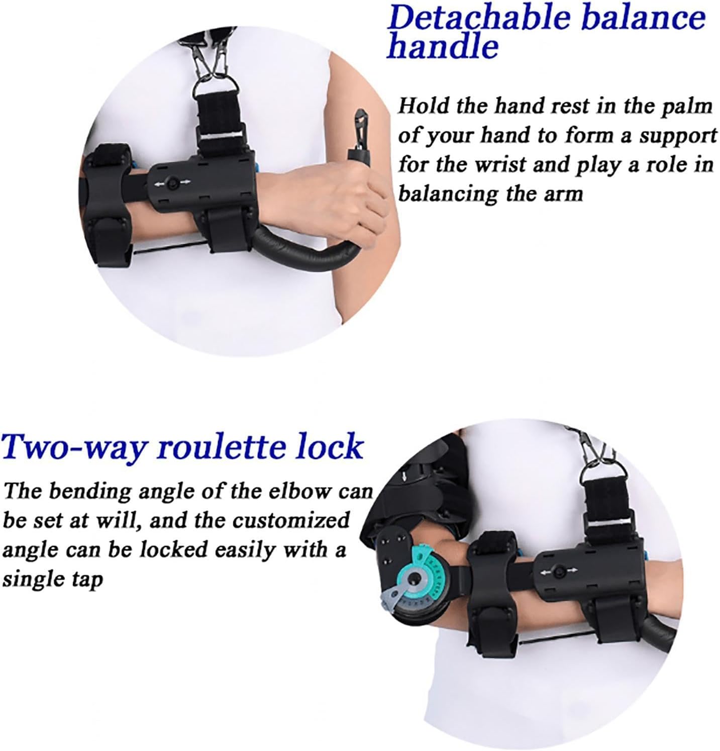 Hinged Elbow Brace, ROM Adjustable Splint & Shoulder Strap with Sling Stabilizer,Men & Women Post Tendon Injury & Surgery Pain Relief Recovery,Dislocated Arm,Left