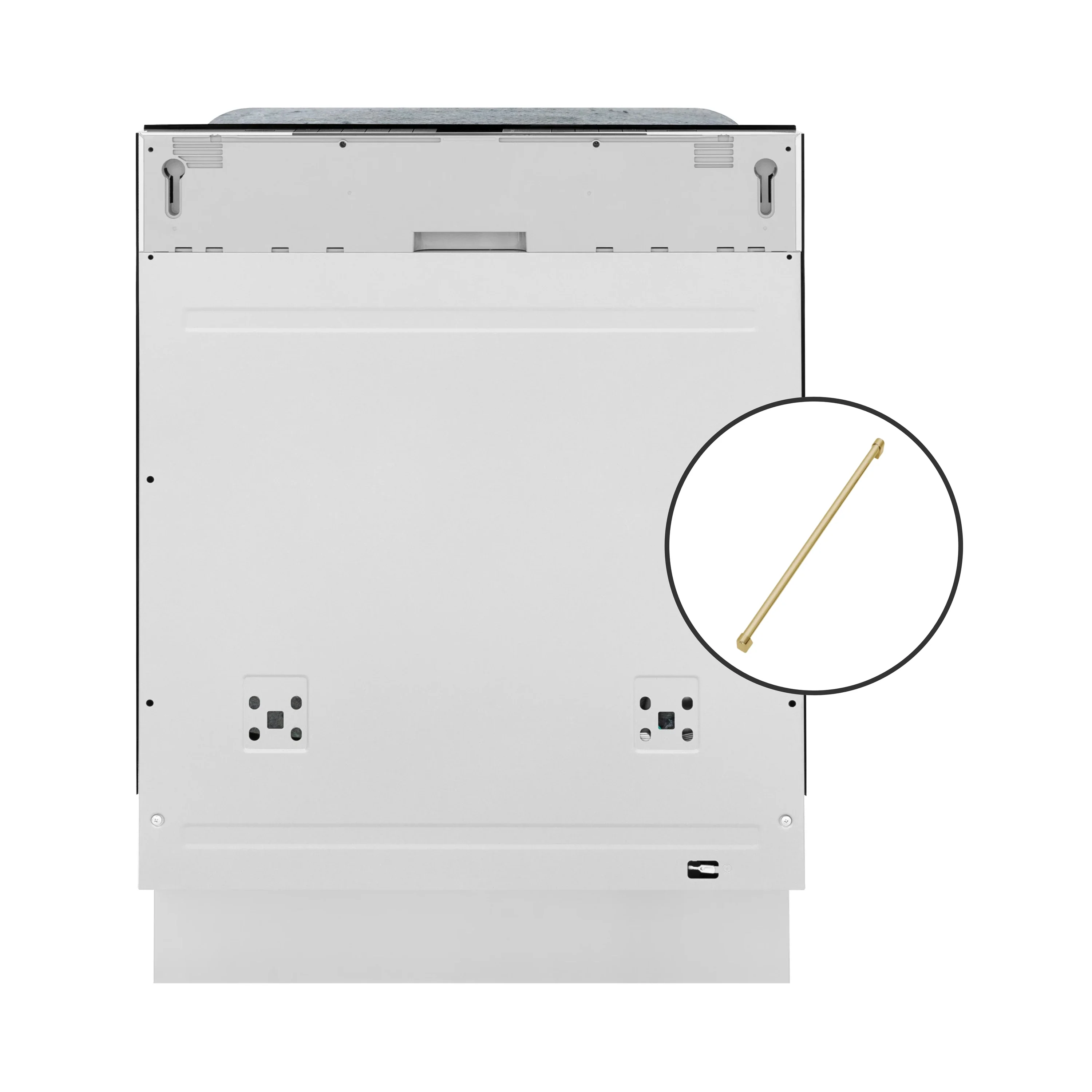 ZLINE Autograph Edition 24-Inch Monument Series 3rd Rack Top Touch Control Tall Tub Dishwasher in Custom Panel Ready with Champagne Bronze Handle (DWMTZ-24-CB)