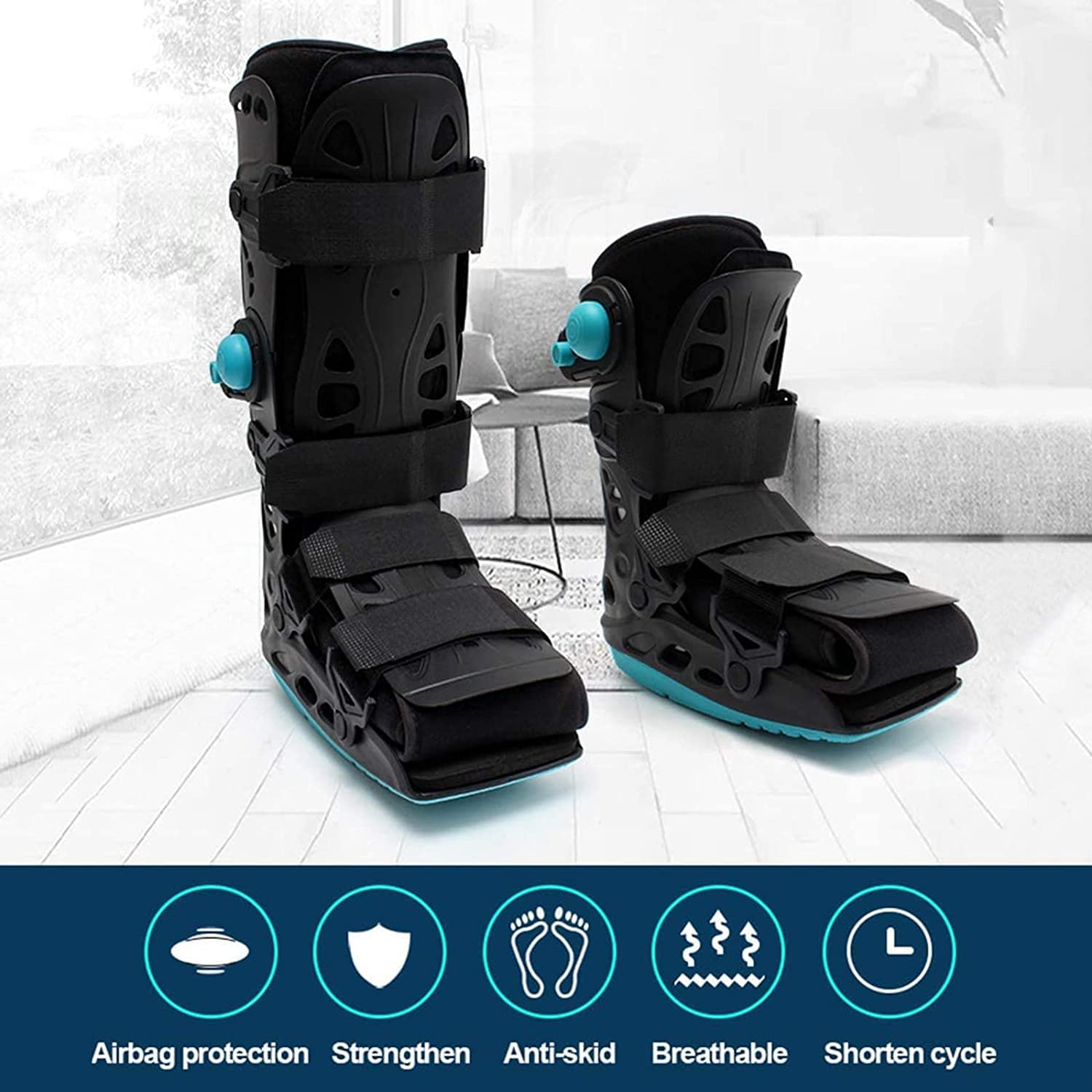 Inflatable Walking Boot, Walking Boot for Sprained Ankle, Stress Fracture, Broken Foot, Orthopedic Boot, Breathable & Hygienic Brace, Fits Both Left and Right Foot Ankle Br(Medium