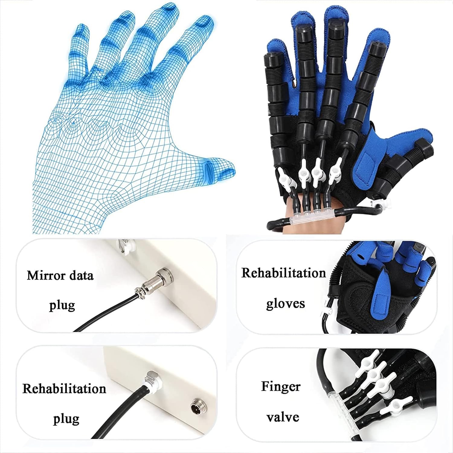 Rehabilitation Robot Gloves,Electric Finger-Hand Training Device,Functional Hand Splint,Hand Finger Trainer Gloves Orthotics for Stroke Hemiplegia