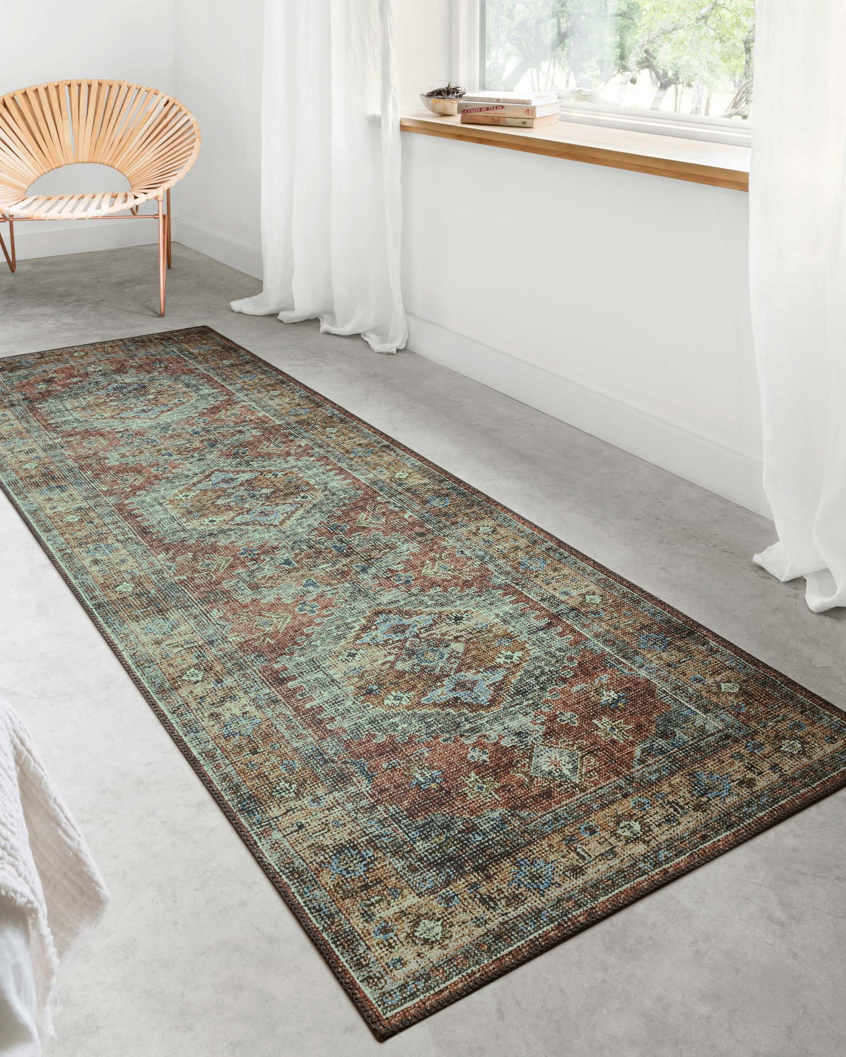 Loloi II Skye Collection - Traditional Power Loomed Rug in Terracotta & Sky (SKY-07)