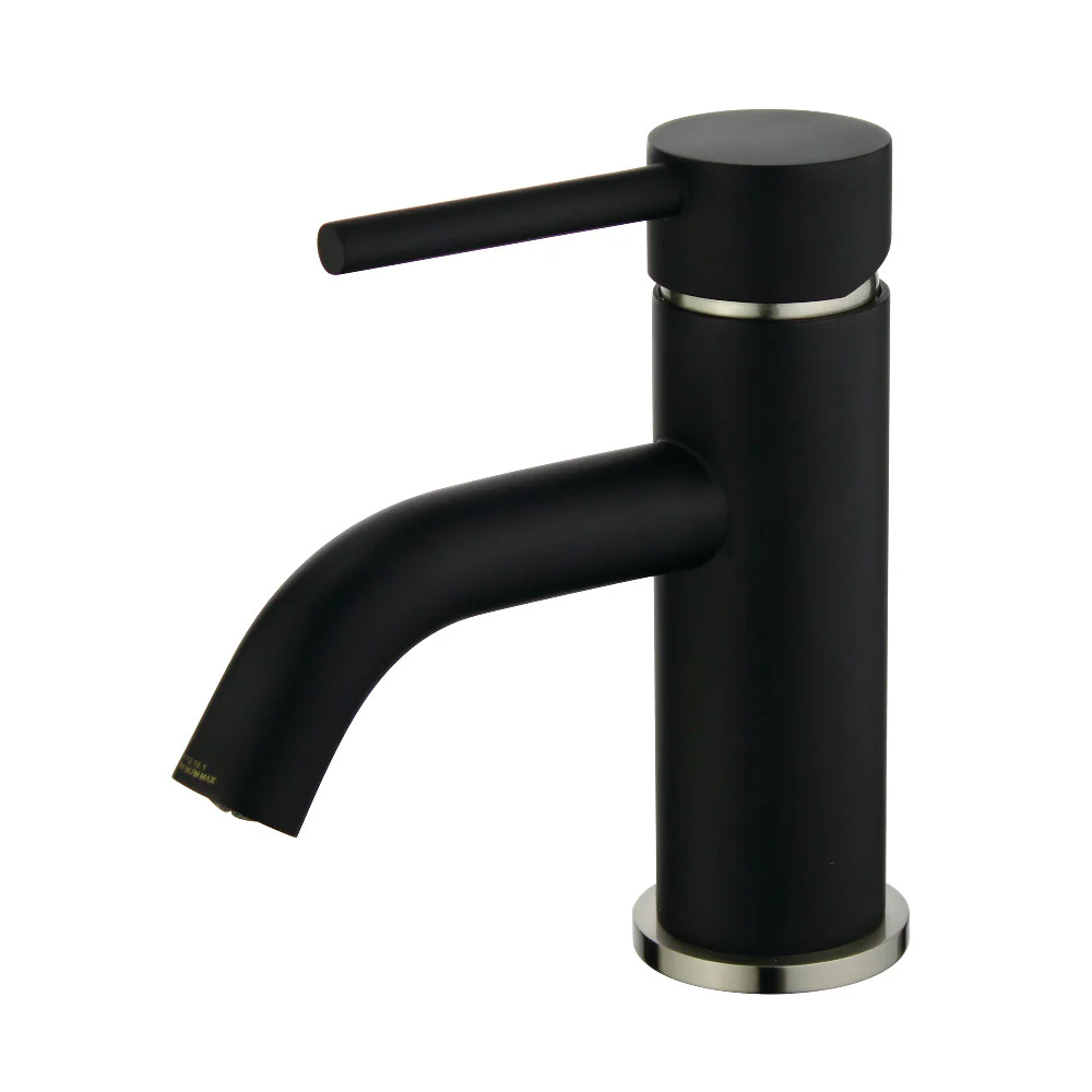Kingston Brass Concord One-Handle Single-Hole Bathroom Faucet with Push Pop-Up Drain, Matte Black/Brushed Nickel (LS8229DL)