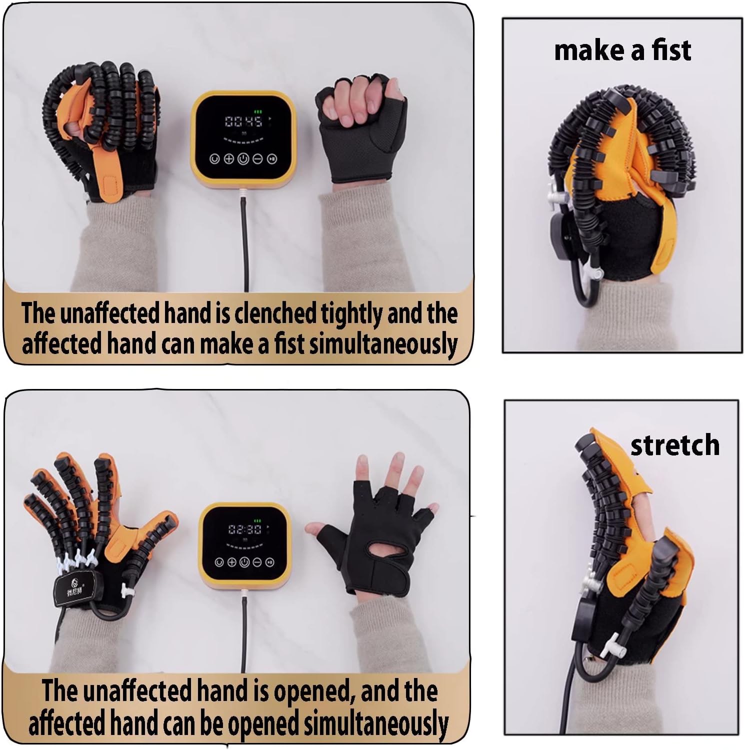 Rehabilitation Robot Gloves - Active Hands Gripping Aid Finger Training Rehab Orthotics to Solve Finger Stiffness, Minimize Spasticity for Patients