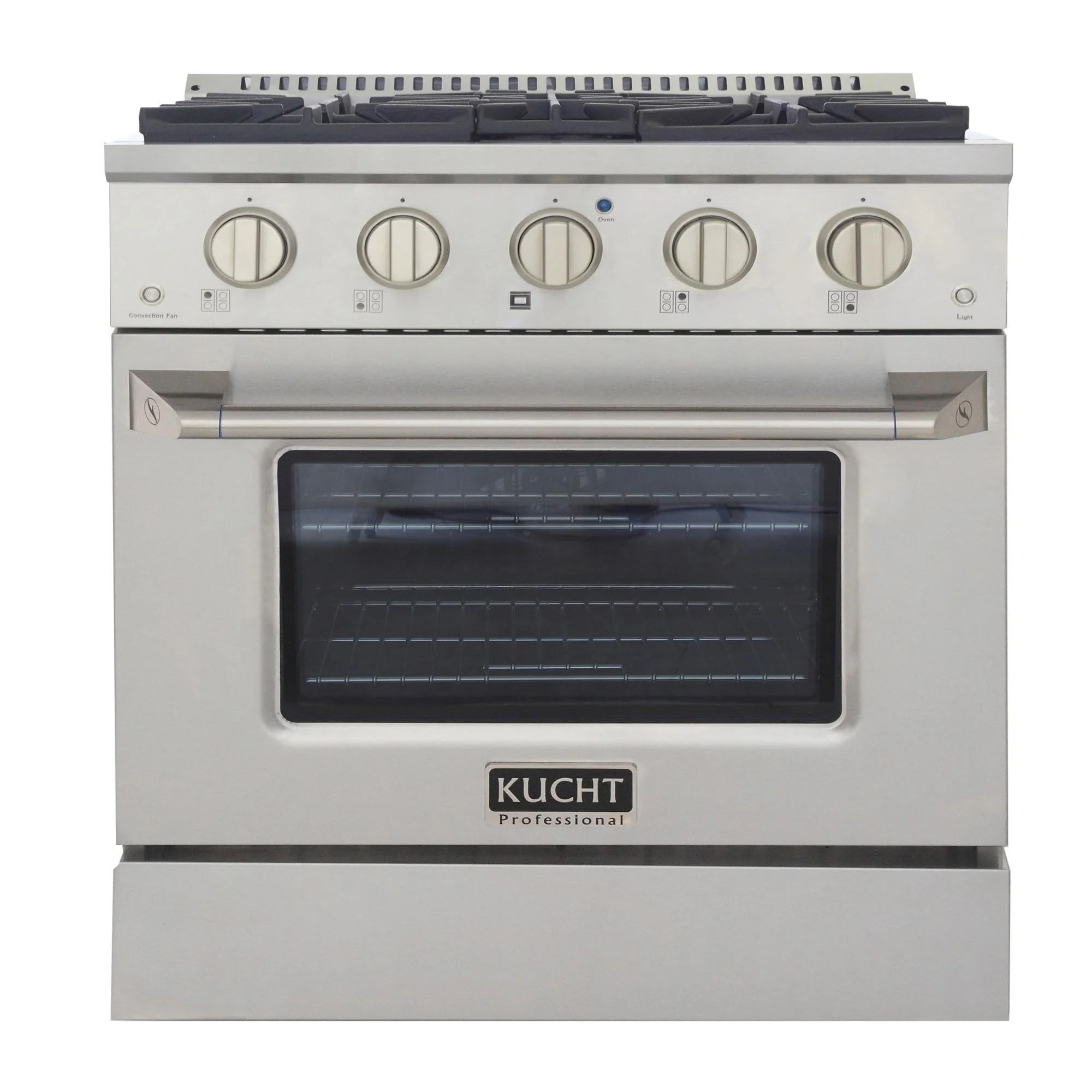 Kucht 30-Inch Propane Gas Range with Sealed Burners & 4.2 Cu. Ft. Convection Oven in Stainless Steel (KNG301/LP-S)
