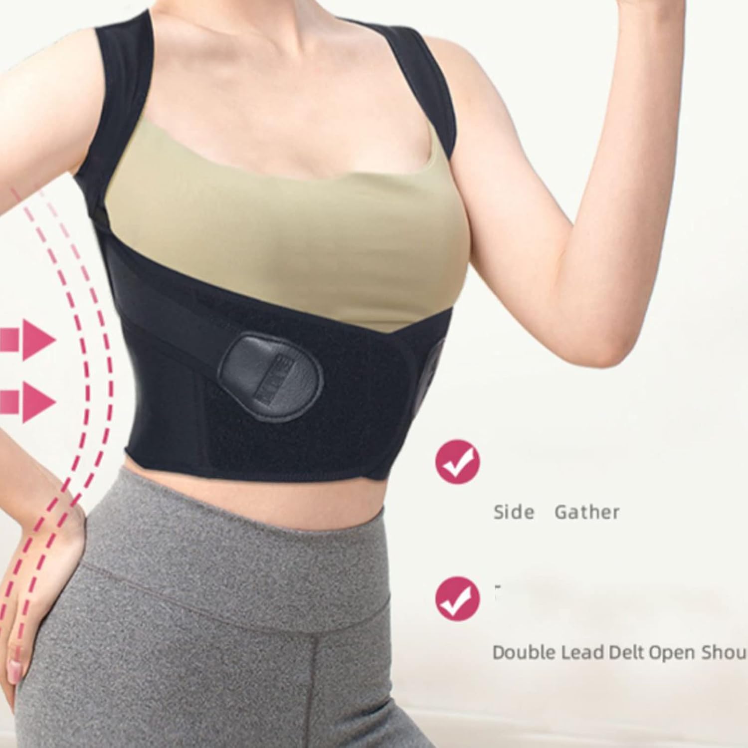 LumPB9rrnforced Belt Vest Adjustable Back Support Strap Shoulder Spine Brace Neck Stretcher Trainer,Black,M (Black X)