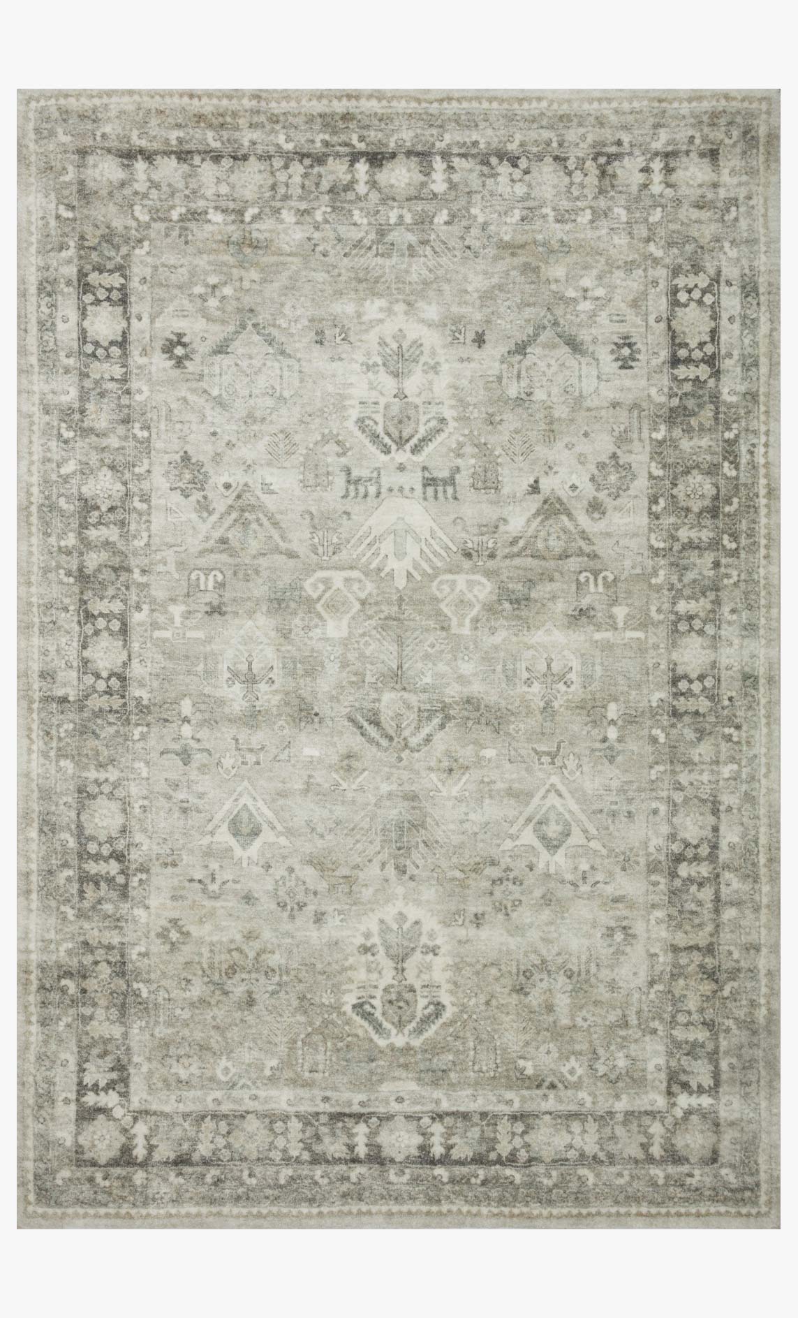 Loloi II Rosette Collection - Traditional Power Loomed Rug in Steel & Graphite (ROS-04)