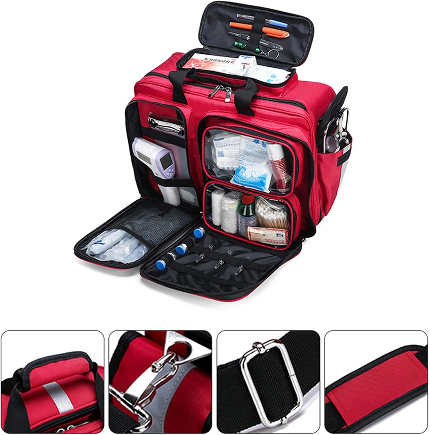 Portable First Aid Kit Bag, Waterproof Oxford Cloth Nurse Tote, Outdoor Emergency Medical, High Capacity Shoulder(Blue)