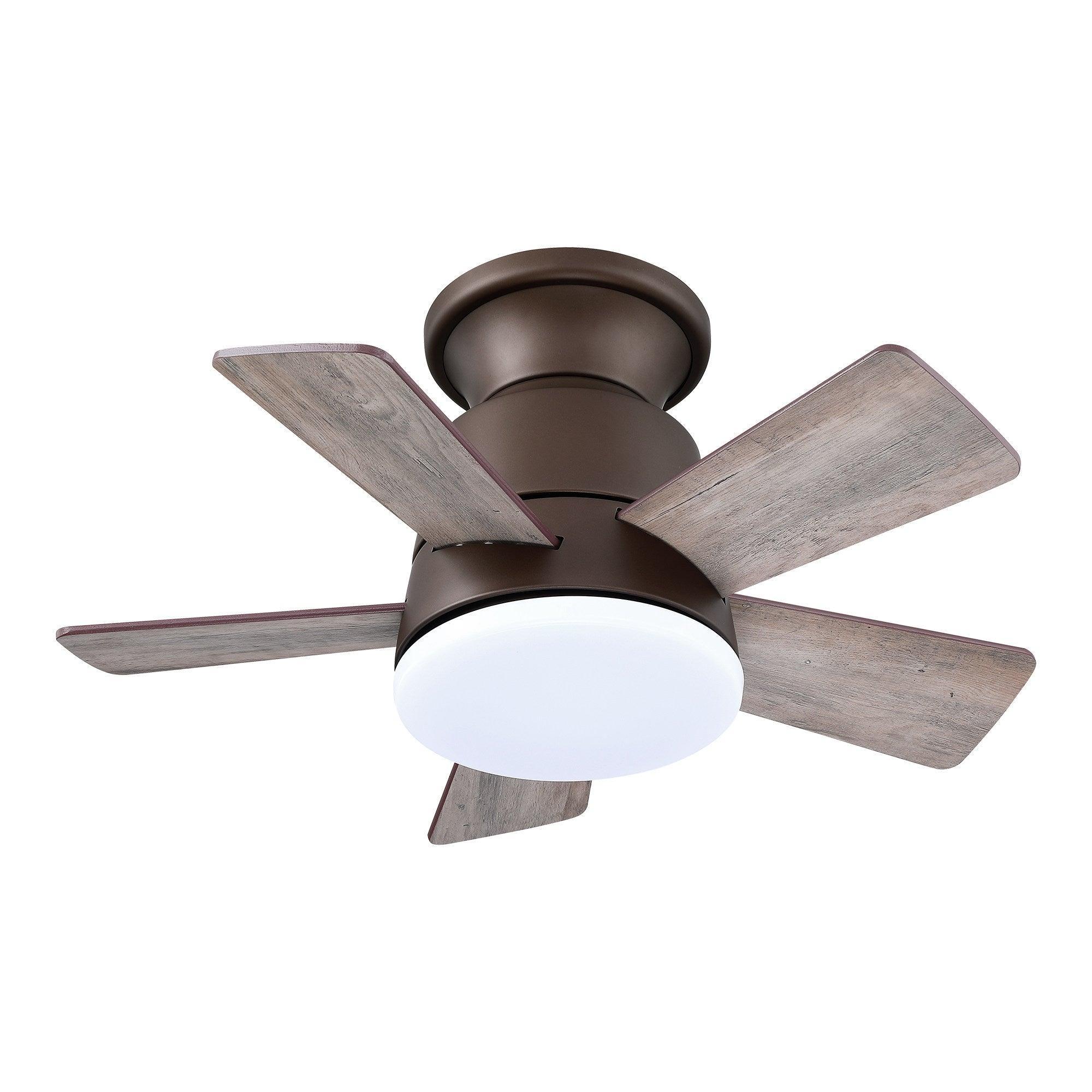 Parrot Uncle 24-Inch Farmhouse Flush Mount Reversible Iron Ceiling Fan with Lighting and Remote Control