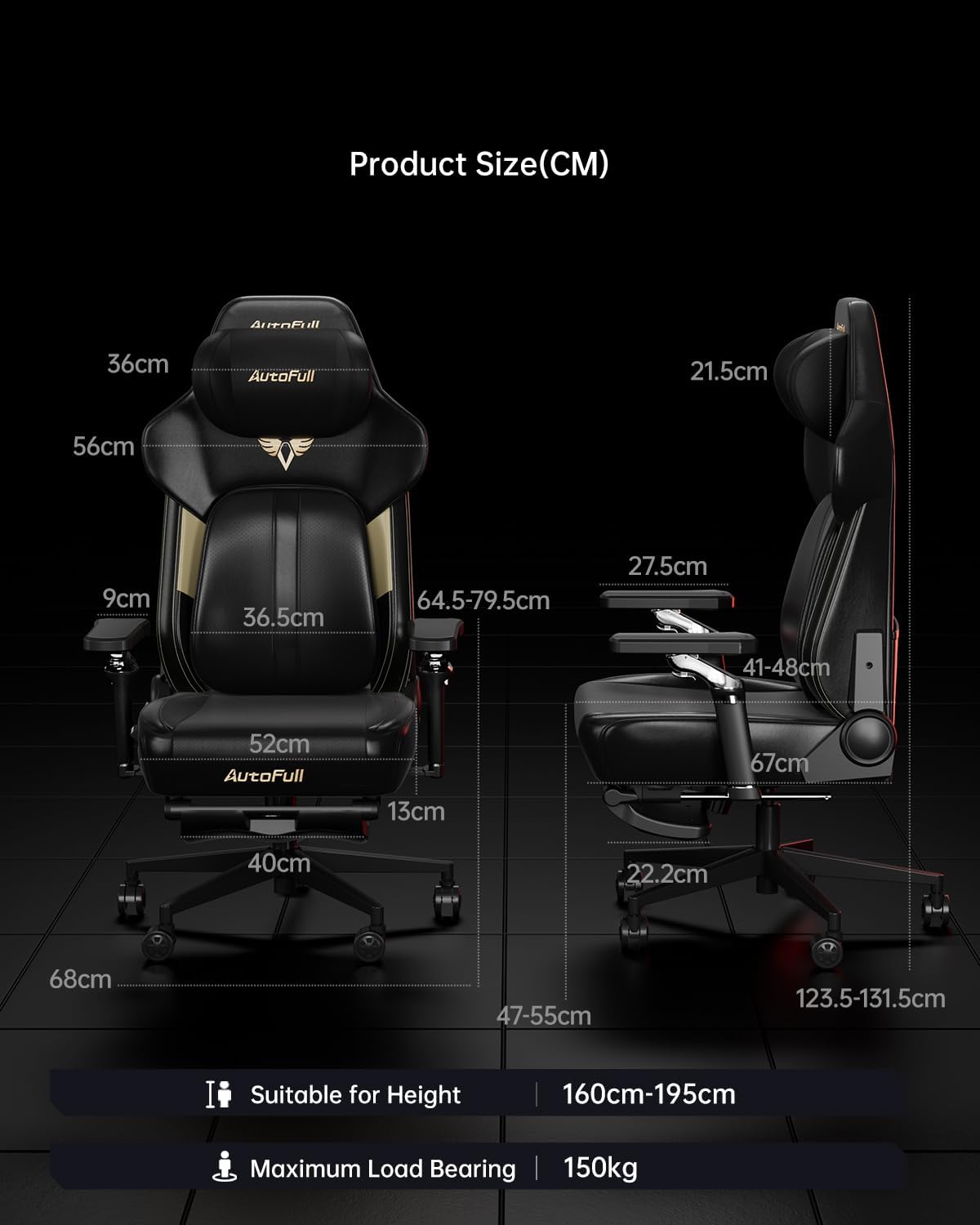 AutoFull M6 Gaming Chair, Ergonomic Office Chair with Dynamic Lumbar Support, 6D Adjustable Armrests and Footrest (Black)