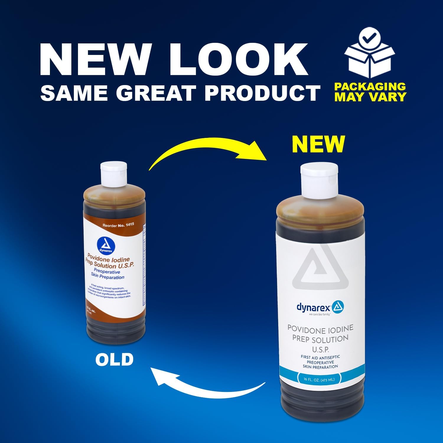 Dynarex Povidone Iodine Prep Solution USP, Effective Topical Antiseptic for Skin Cleansing and Preparation Prior to Medical Procedures, Brown, 1 Case, 24-16 Fluid Ounce Bottle