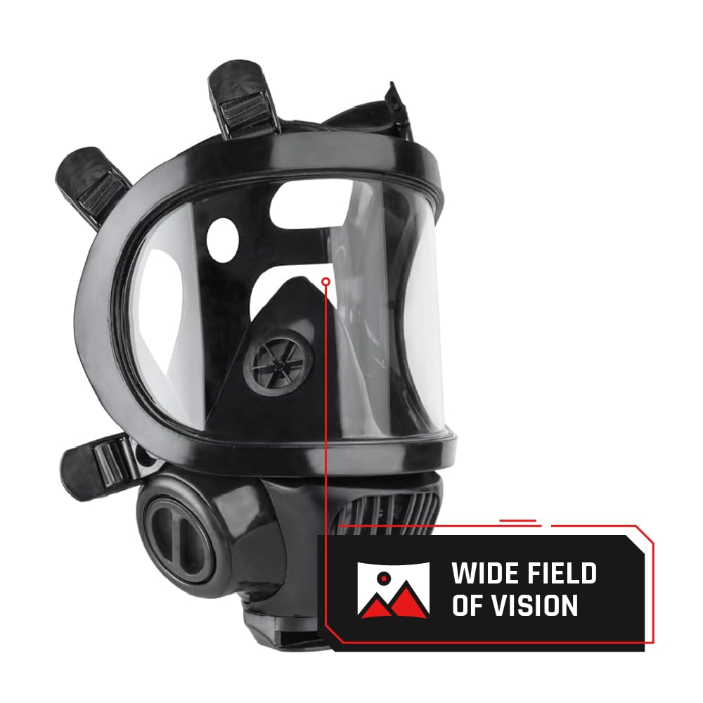 Parcil Distribution CS-100 Military Gas Mask - Class 3 - Survival, Nuclear, & Chemical Respirator Masks - 6-Point Harness & Dual 40mm NATO
