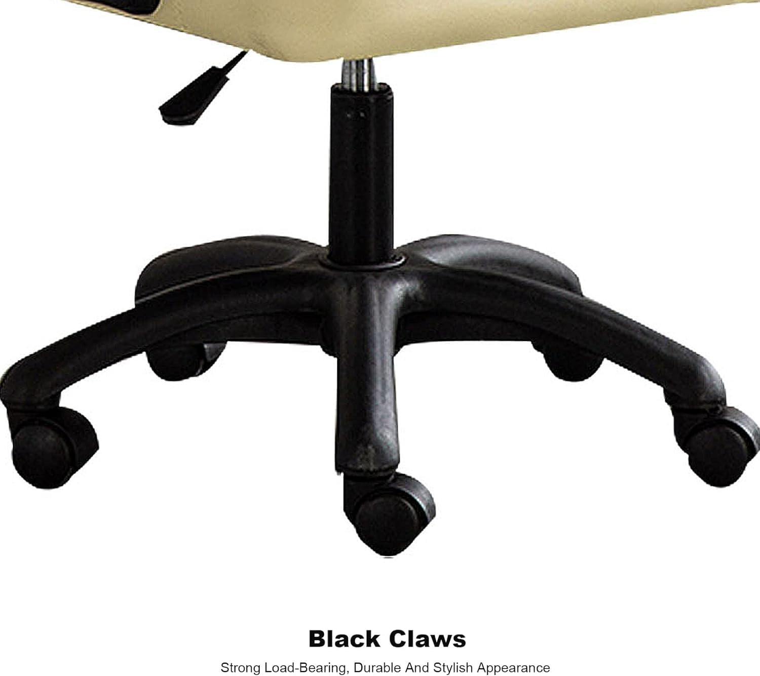 PU Leather Office Chair Latex Cushion Desk Chair with Armrest Computer Chair Lumbar Support Adjustable Executive Chair (Khaki-