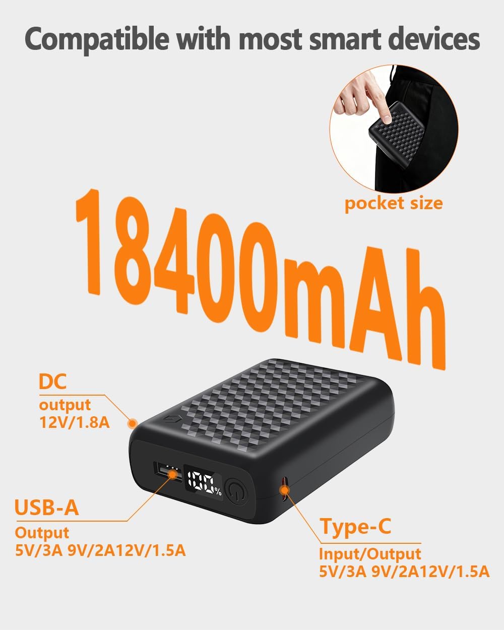 Graphene Women Heated Puffer Jacket with 18400 mAh Battery Pack