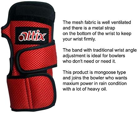 ATTIX Red Bowling Wrist Support Right Hand Gloves Bowl Accessories (M)