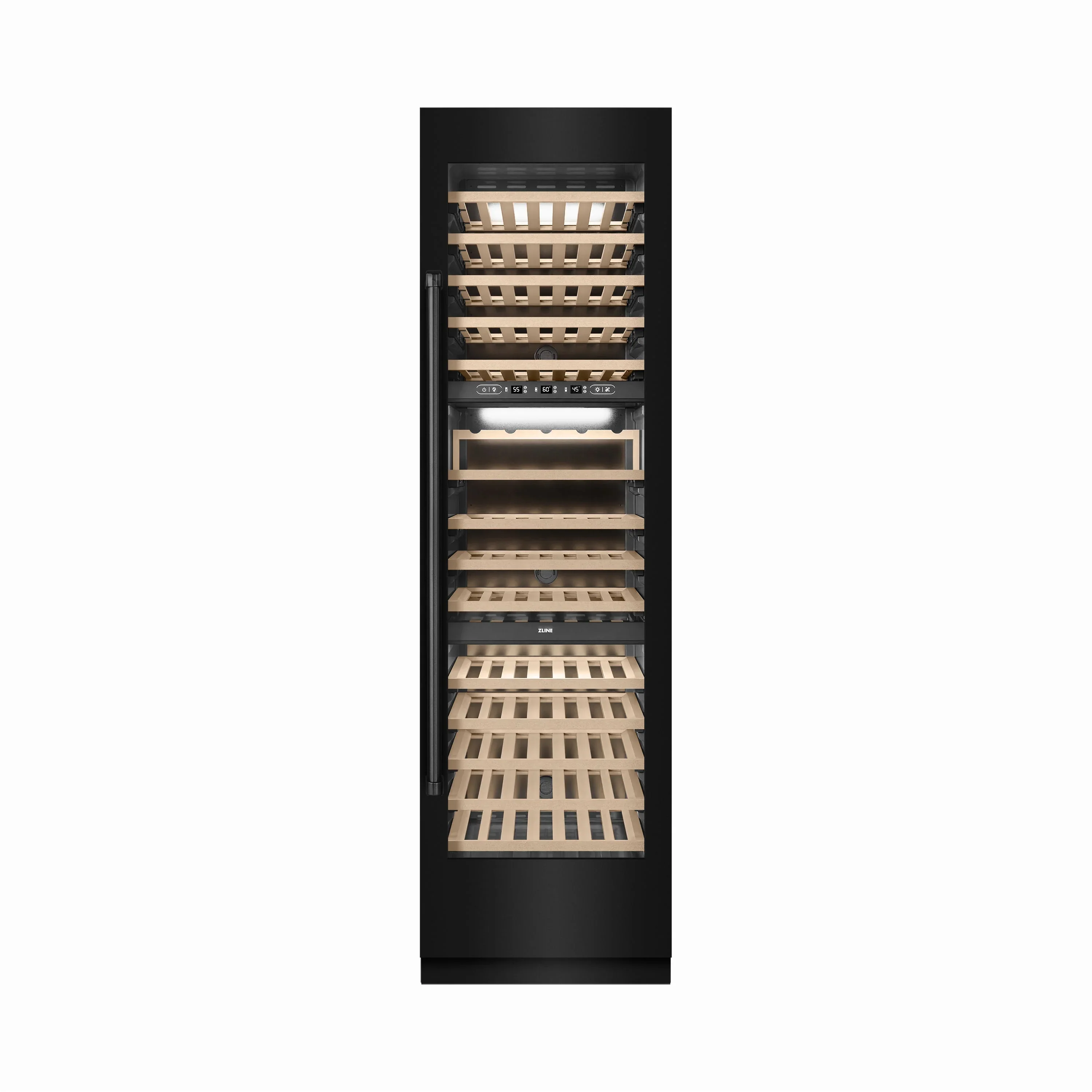 ZLINE 24-Inch 12.4 Cu. Ft. Triple Zone 100 Bottle Column Wine Cooler in Black Stainless Steel (RCWV-BS-24)