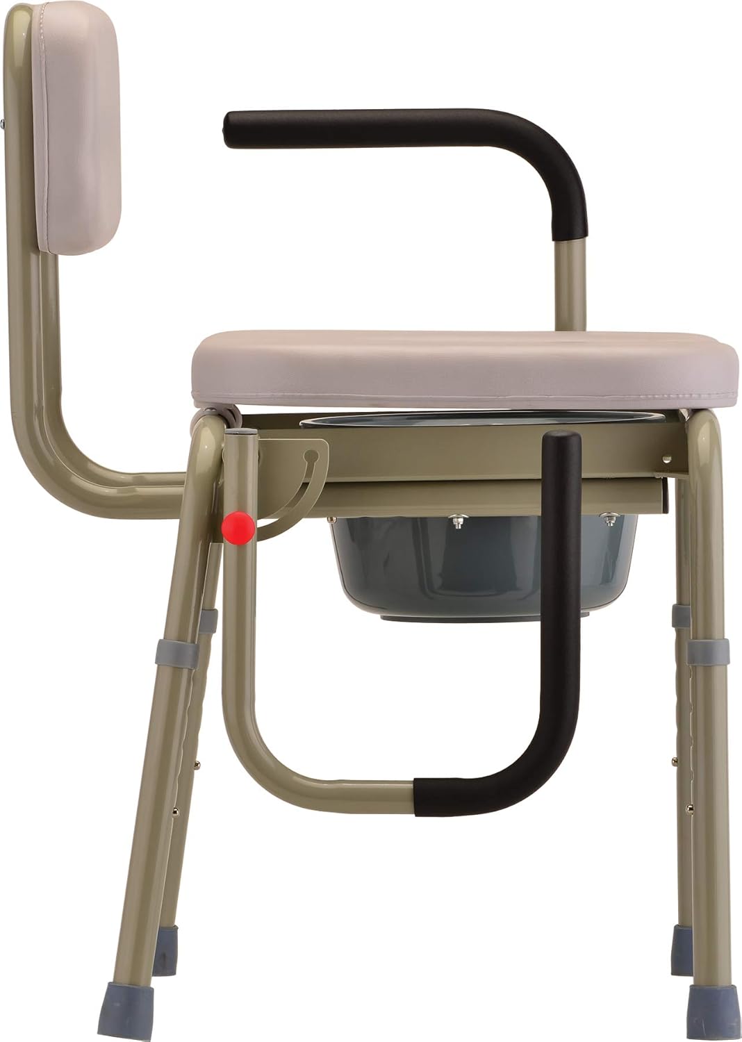 NOVA Medical Products Drop Arm Commode with Padded Seat and Back, Drop Down Arms for Easy Transfer, Stand Alone Bed Side Commode and Over The Toilet Commode, Comes with Bucket, Lid and Slash Guard Gray 1 Count