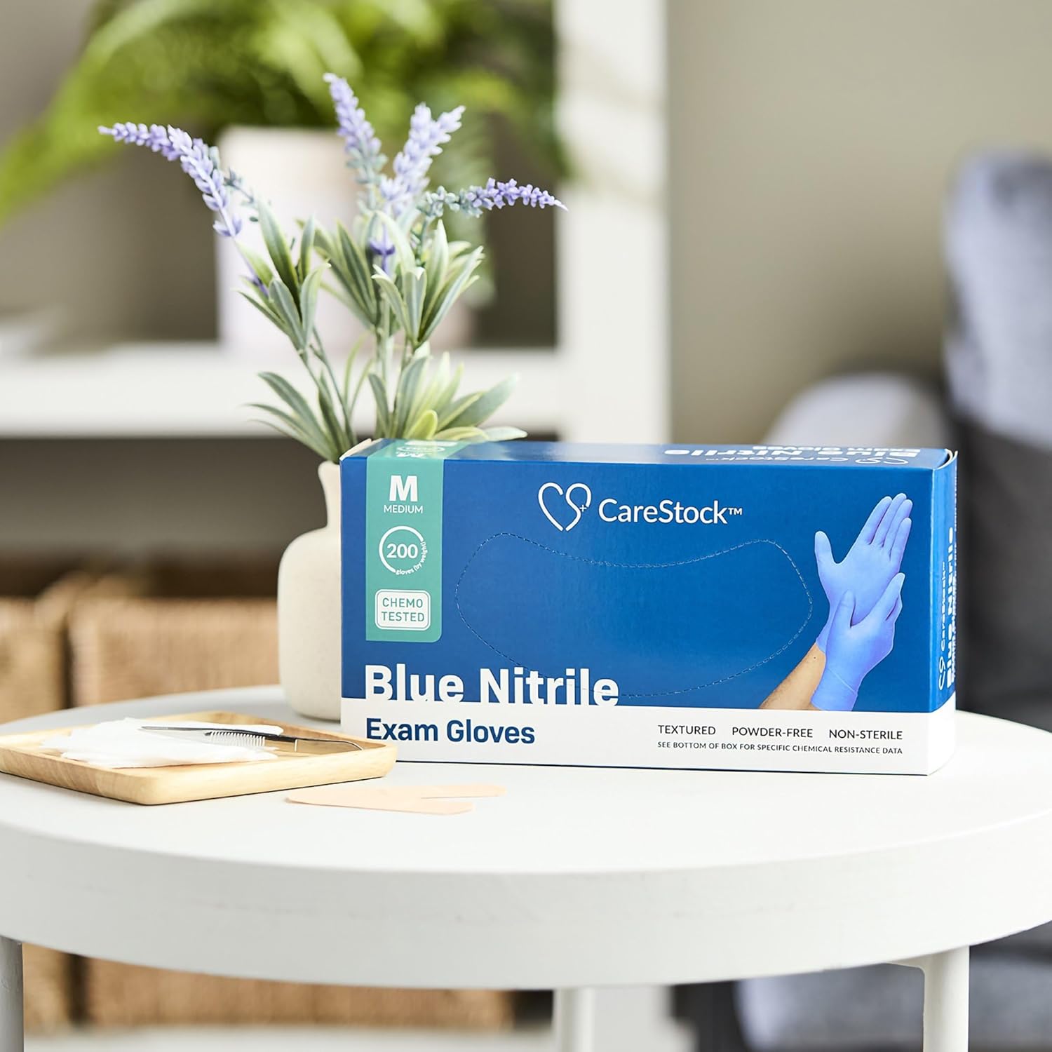 CareStock Blue Nitrile Exam Gloves [2000 Count] Disposable, Powder-Free, Latex-Free, Food Safe, Medical Grade, Chemical Resistant, Medium, 200 Count, 10 Boxes