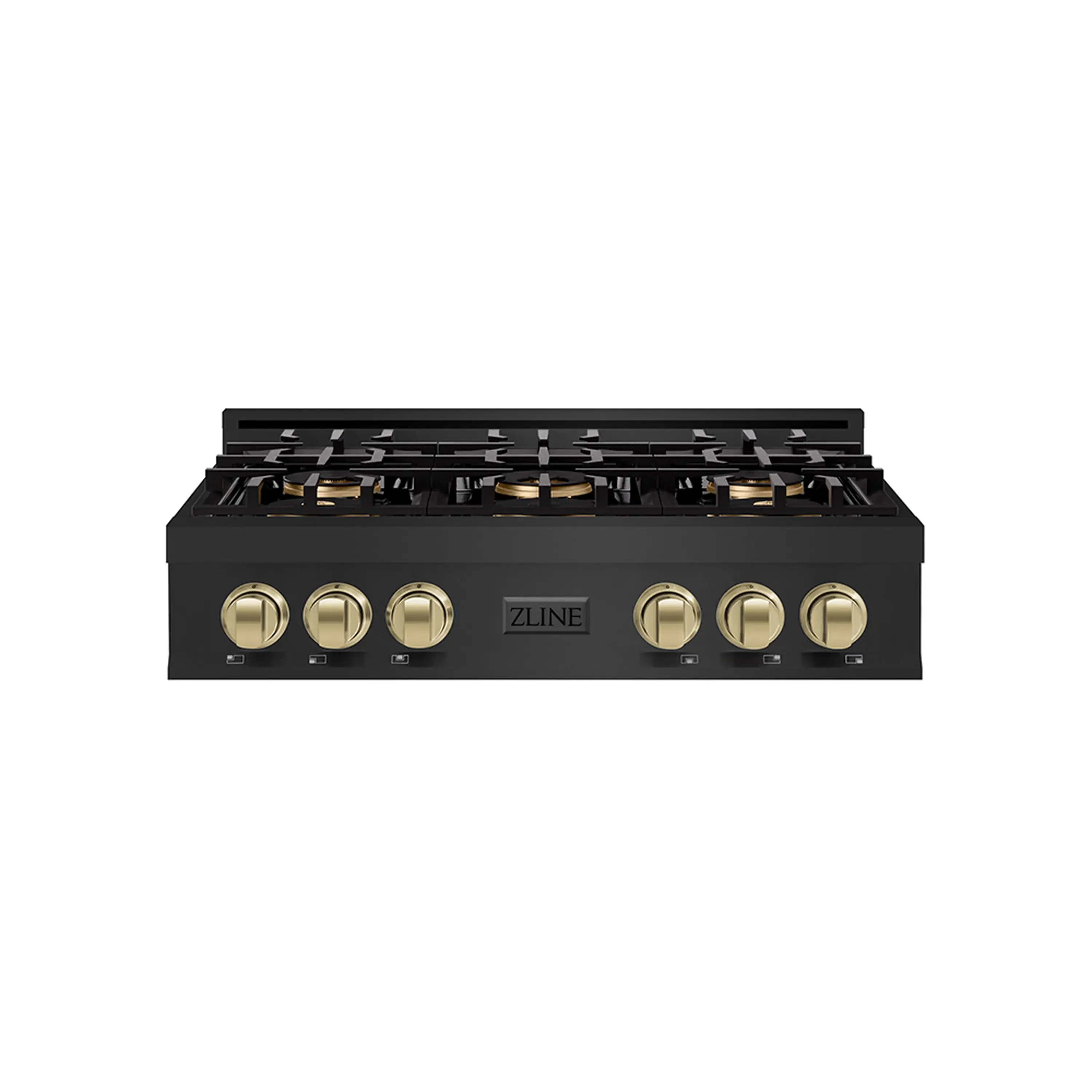 ZLINE Autograph Edition 36-Inch Classic Gas Rangetop with 6 Burner DuoPro鈩?Cooktop in Black Stainless Steel and Champagne Bronze Accents (PCRTBZ-36-CB)