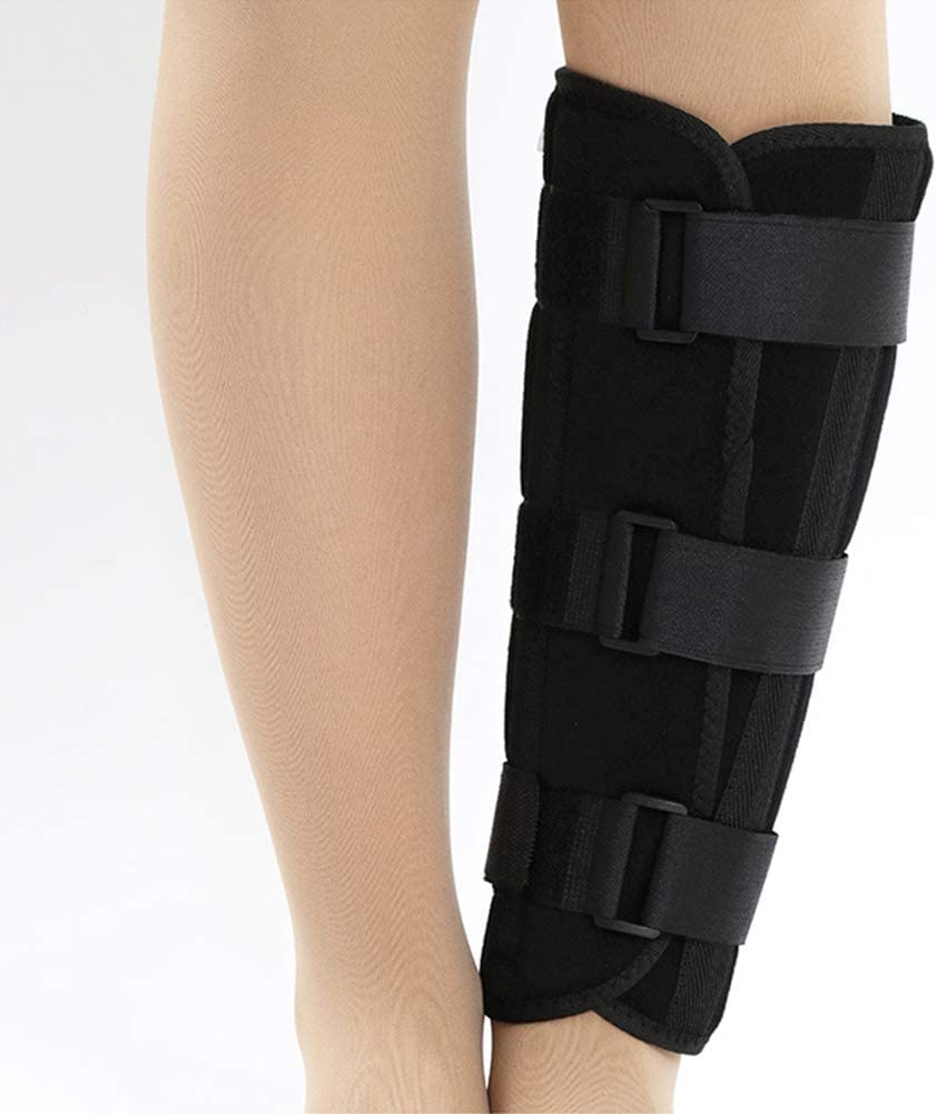 Shank Calf Support Night Splint Support Joint Brace, Tibia And Fibula Fracture Orthosis External Adjustable Fixation Strap Wrap Sleeve Belt Protector,Black-S