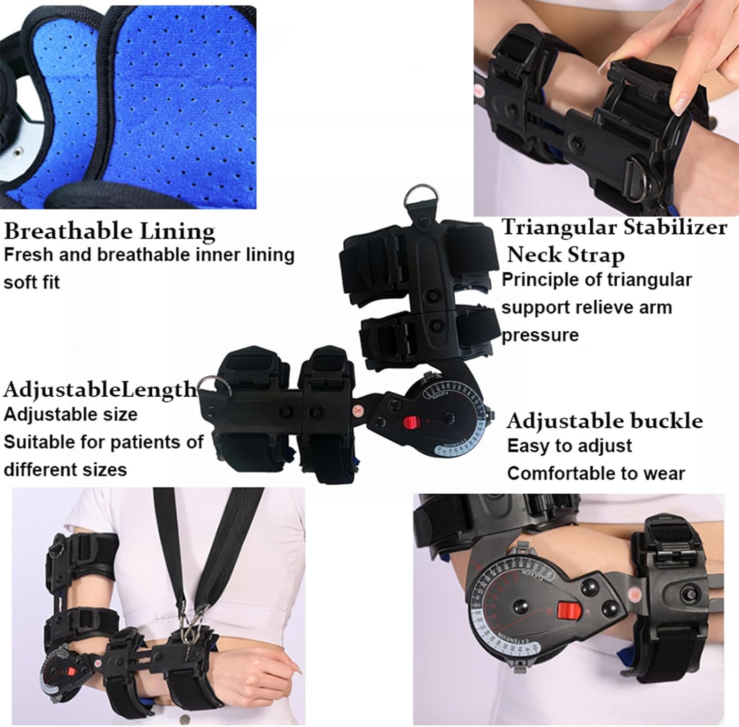 Hinged ROM Elbow Brace Stabilizer Splint with Strap Adjustable Post OP Elbow Brace Arm Injury Recovery Support After Surgery Fits All Unisex,Left