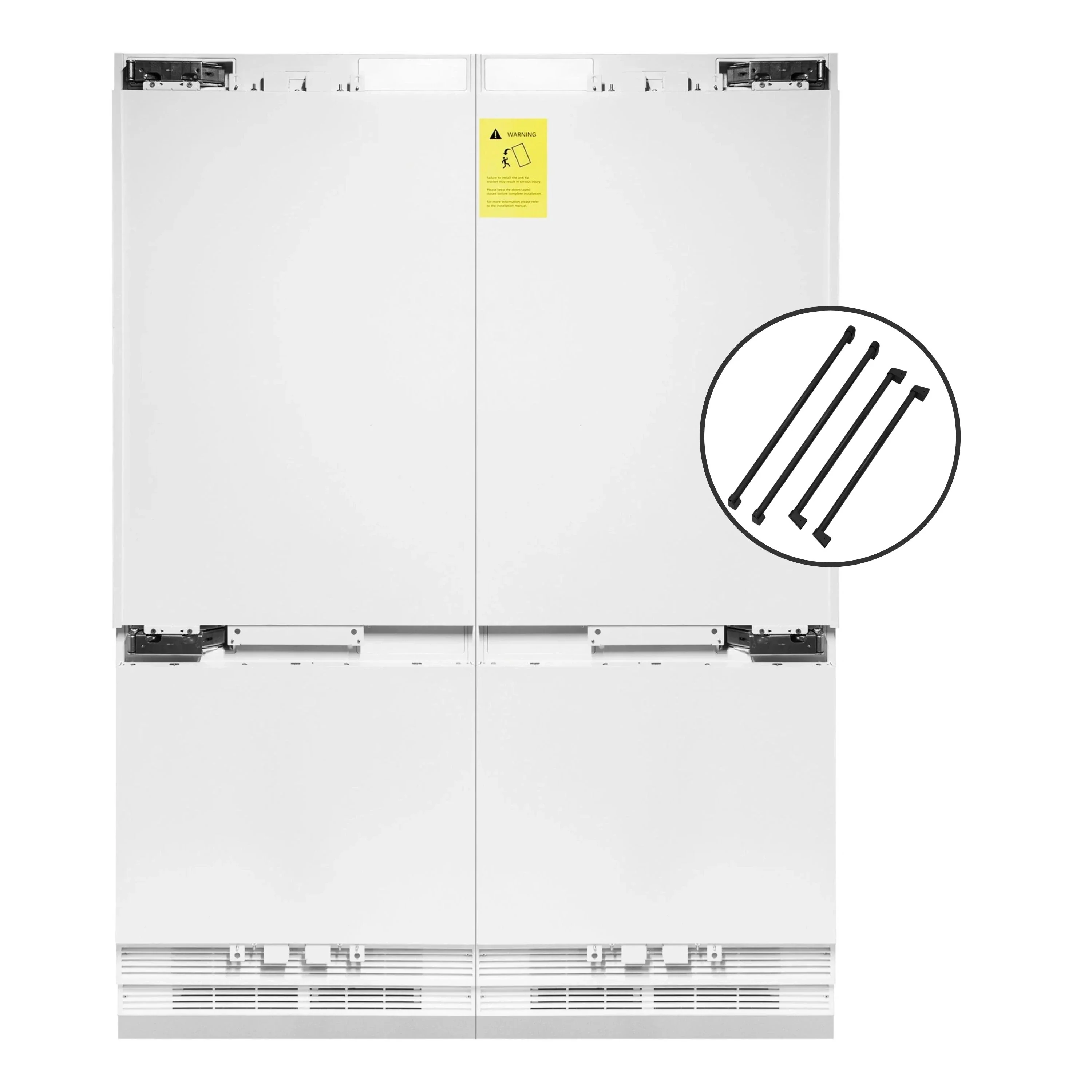 ZLINE Autograph Edition 60 in. 32.2 cu. ft. Panel Ready Built-In 4-Door French Door Refrigerator with Internal Water and Ice Dispenser with Matte Black Handles (RBIVZ-60-MB)