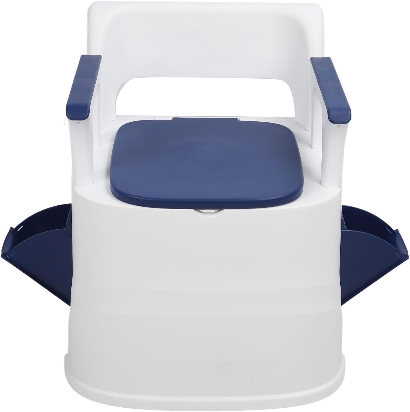 Portable Toilet Chair Foldable Armrest Soft PU Seat Bedside Commode Chair for Elderly Pregnant Women Blue Strong Loading Comfortable Sitting Full Support Side Basket Easy