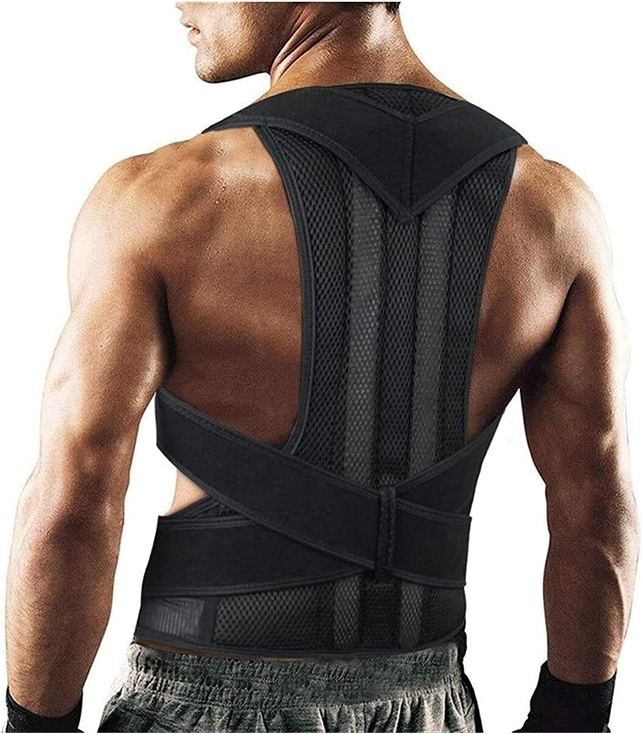 Posture Corrector Full Back Posture Corrector Men Women,Shoulder Neck Spinal Lumbar Support Back Brace Adjustable Kids Hunchback Pain Relief Back Posture (Color : Black, Size : Medium) (Black XXXX)
