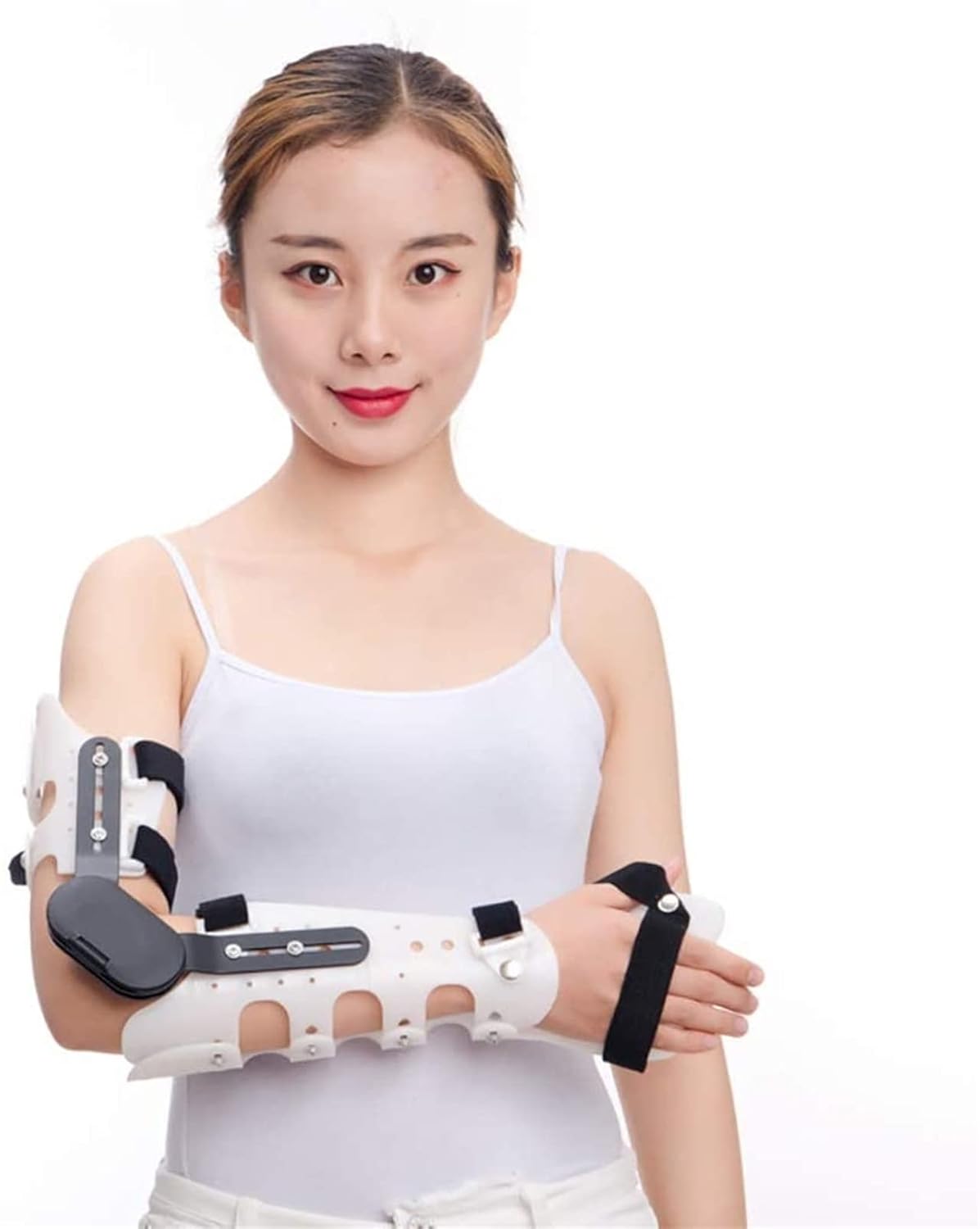 Hinged ROM Elbow Palm Brace, For Arm Orthosis Injury Recovery Support After Surgery Adjustable Post OP Elbow Brace