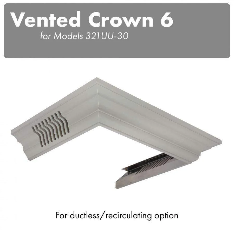 ZLINE Vented Crown Molding Profile 6 For Wall Mount Range Hood in Stainless Steel (CM6V-300U)