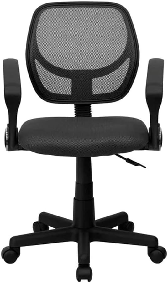 Comfy Mesh Office Chair | Built in Lumber Support,Transparent Low Back Ergonomic Design | Vanity Arm Computer Home Desk | Five-Pronged Base with Wheels | Height Adjustable & Swivel, Dark Grey