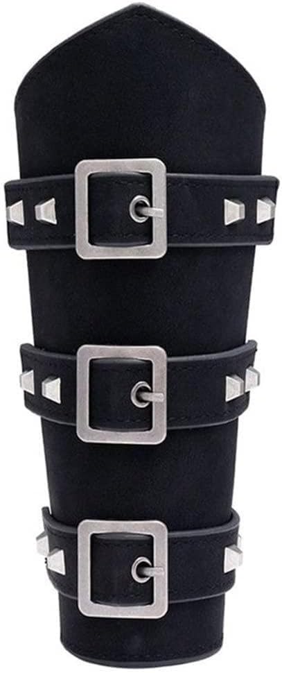 1pcs Wrist Support Armband Leather Punk Wide Archery Arm Guard Bracer Gauntlet Wristband(D)