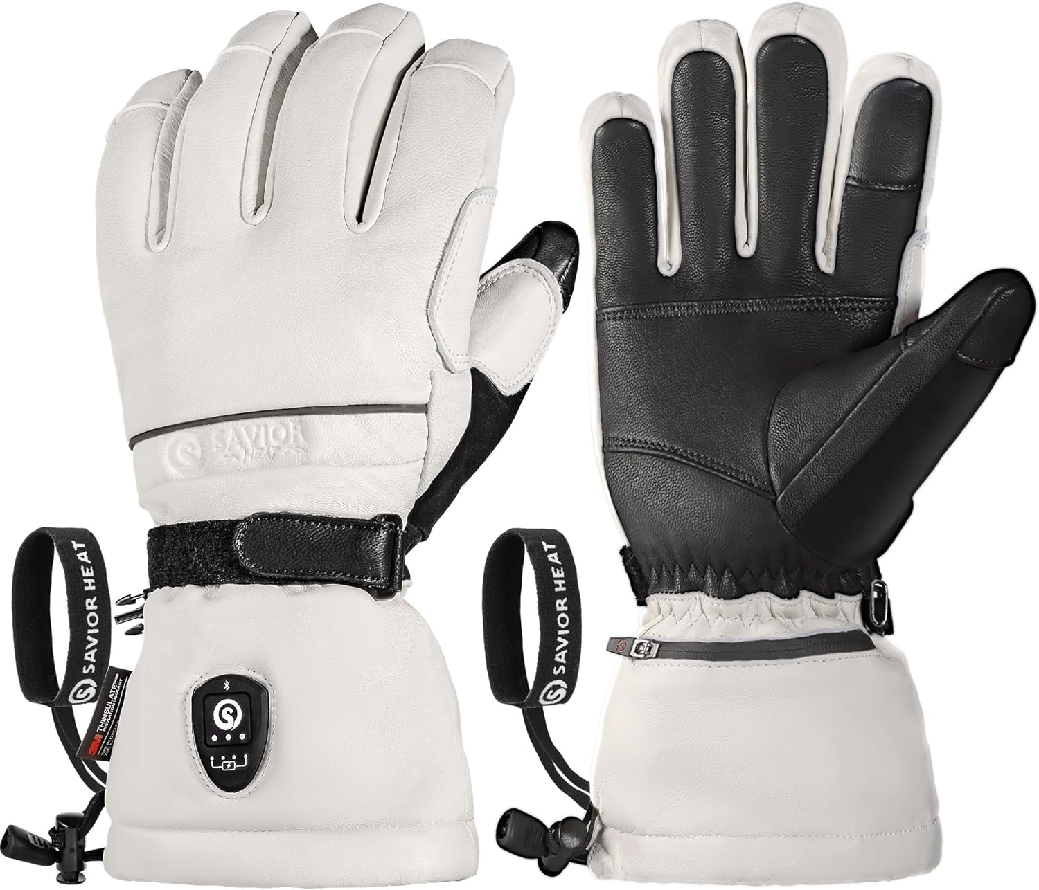 SAVIOR HEAT Heated Gloves for Men Women, EH 8 Pro Electric Leather Ski Gloves for Extreme Cold -5℉, Aero-Grade Aerogel 3M Insulation, 3000mAh Rechargeable Battery Waterproof for Skiers