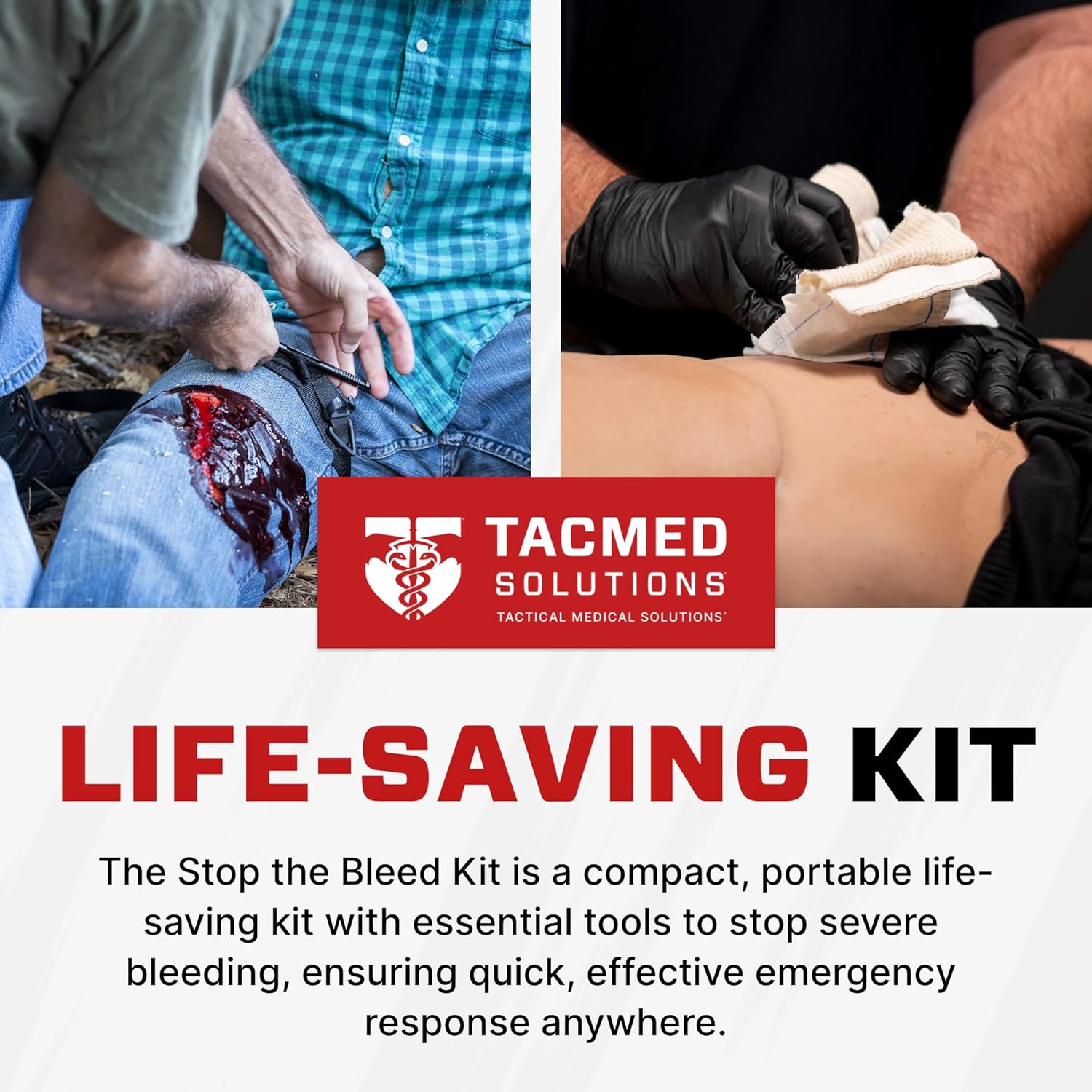 TacMed Solutions Stop The Bleed Kit – Advanced Bleeding Control Red Nylon Pouch, Easy-to-Use Hemorrhage Control Kit, Emergency First Aid with Tourniquet and Emergency Hemostatic Bandage