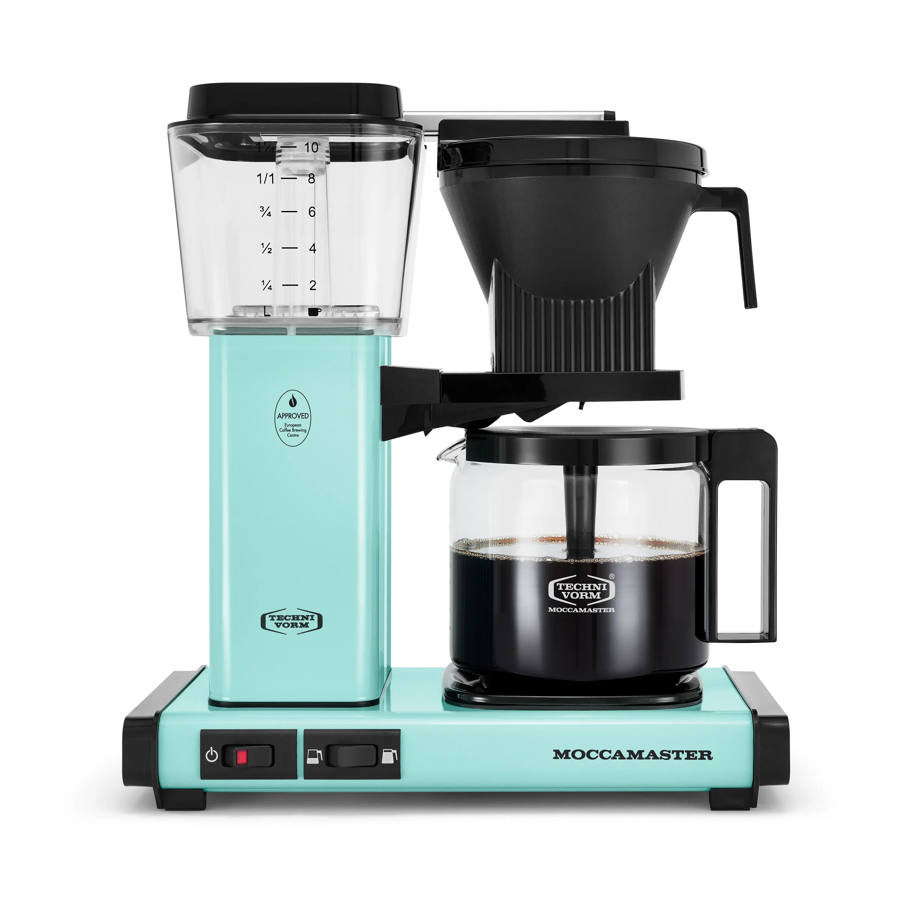 Moccamaster KBGV Select Glass Carafe 10-Cup Coffee Maker in Turquoise with Volume Selector Switch, Automatic Drip-Stop & Auto-off 100 minutes, 40 Ounce, 1.25L (53934)