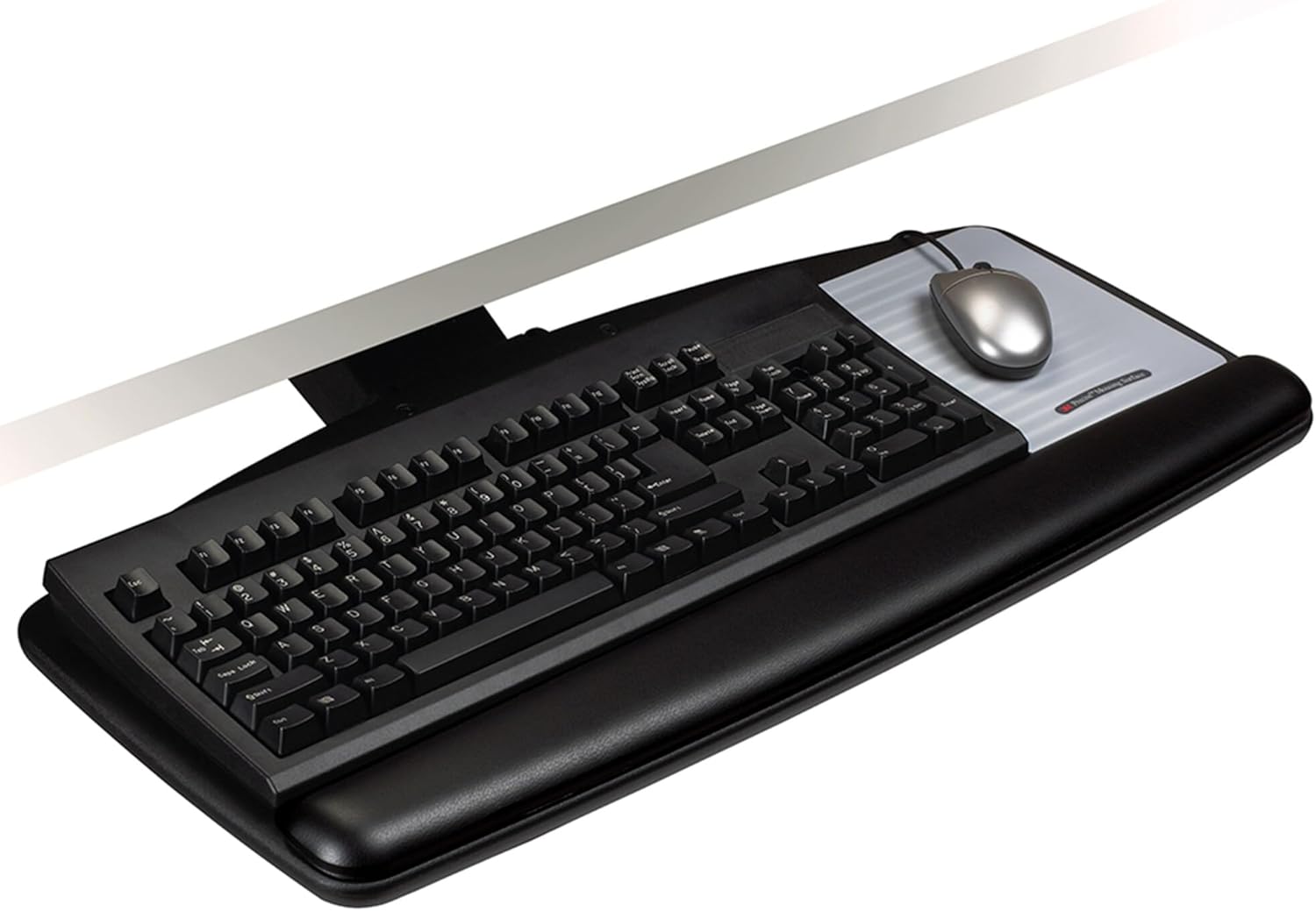3M Keyboard Tray, Just Lift To Adjust Height And Tilt, Sturdy Tray Includes Gel Wrist Rest And Precise Mouse Pad, Swivels Side To Side And Stores Under Desk, 23