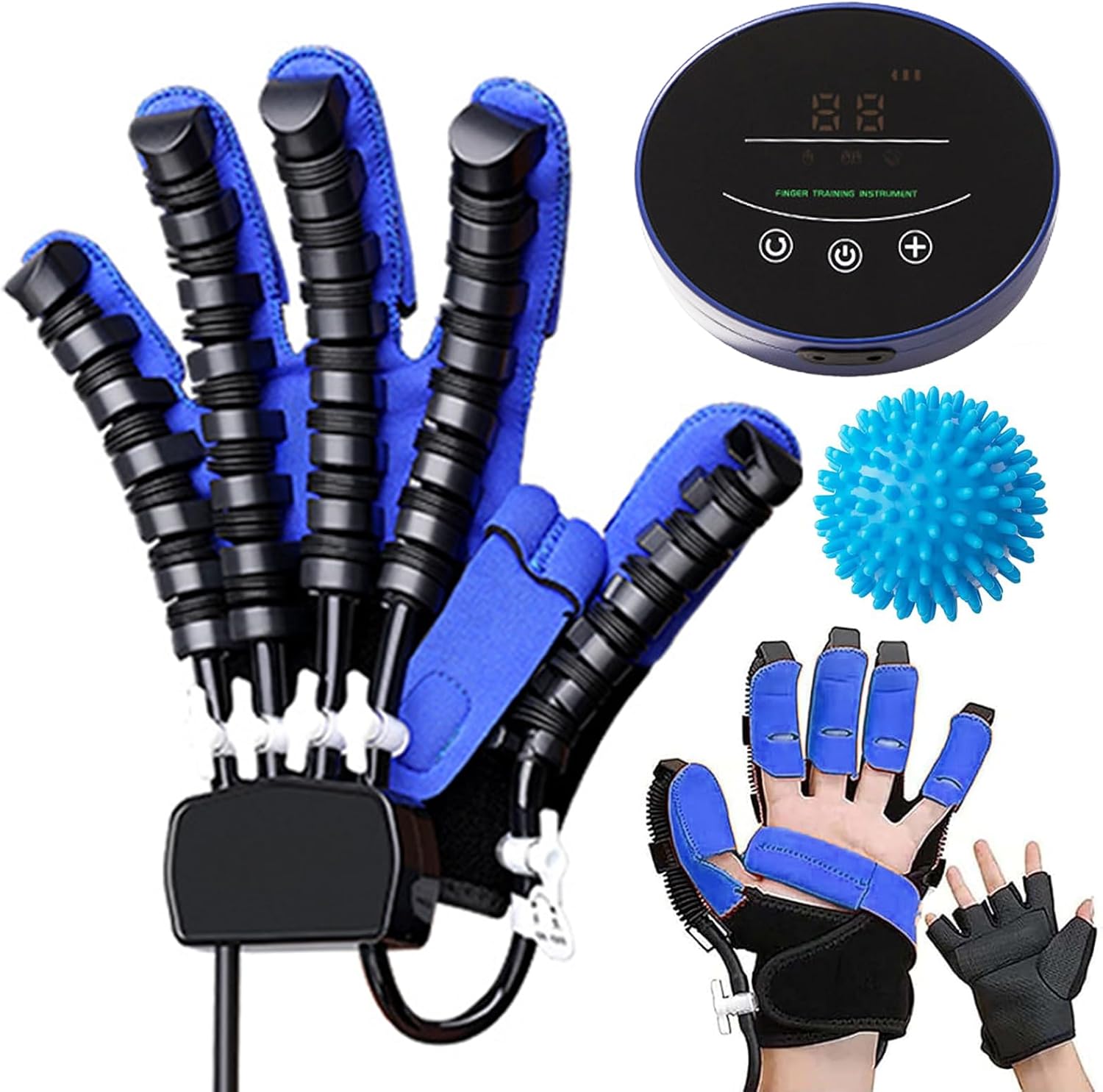 GAOXIAO Finger and Hand Function Rehabilitation Trainer Robot Rehab Gloves for Stroke Recovery Hemiplegia Patients, Both Hand Strength Exercise and Adaptive Training Left Right Finger B Right S