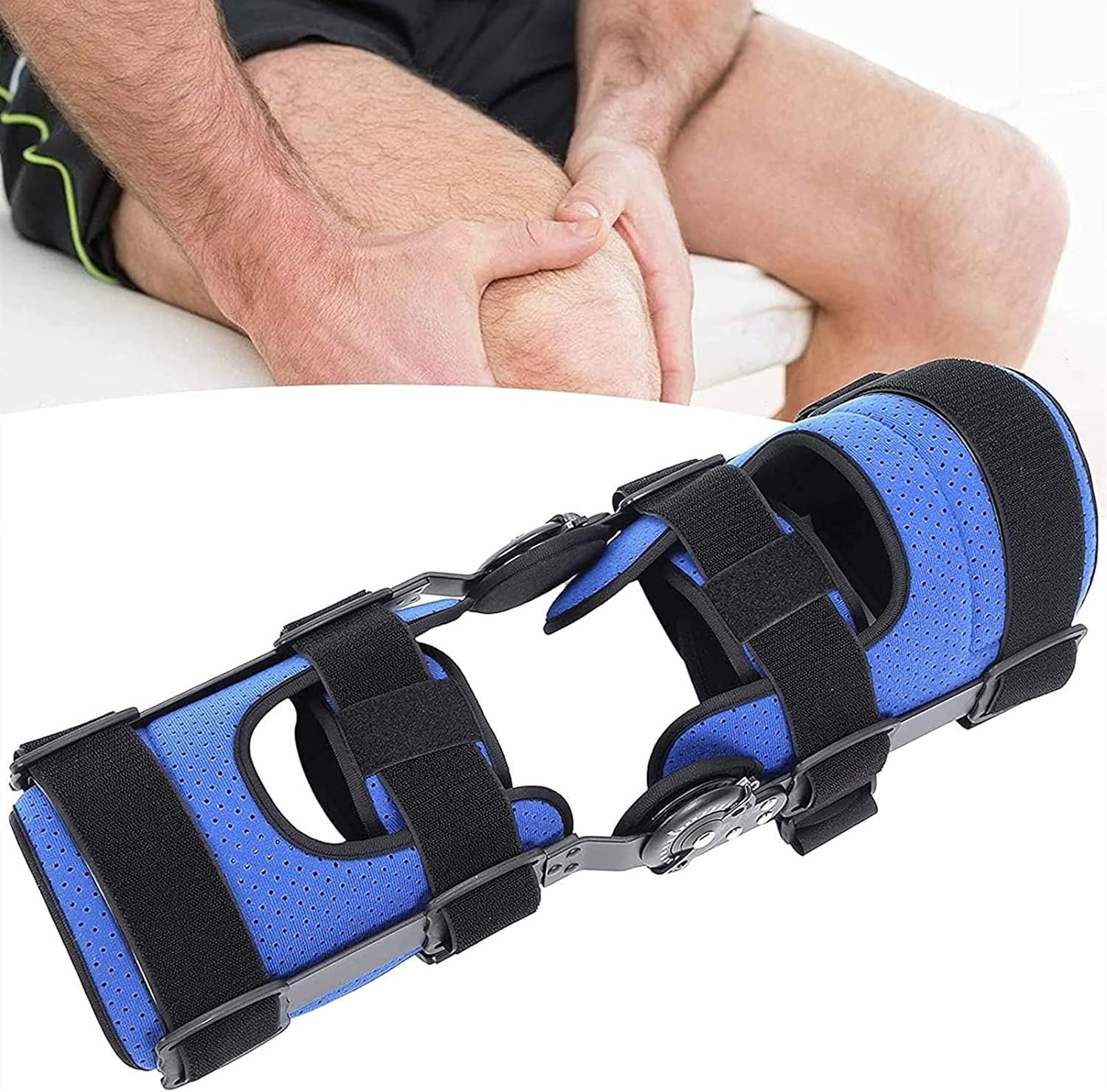 Hinged Knee Brace, Adjustable Knee Immobilizer Support for Arthritis, Acl, Pcl, Meniscus Tear, Post Op Recovery Knee Orthosis Immobilizer - Leg Stabilizer for Men & Women (