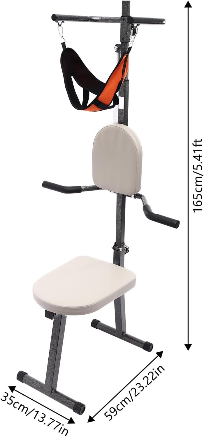 Electric Cervical Traction Chair for Neck Pain Relief, 330lbs Capacity Home Use Spinal Decompression Device with Remote Control, Foldable Design for Cervical Spine Health