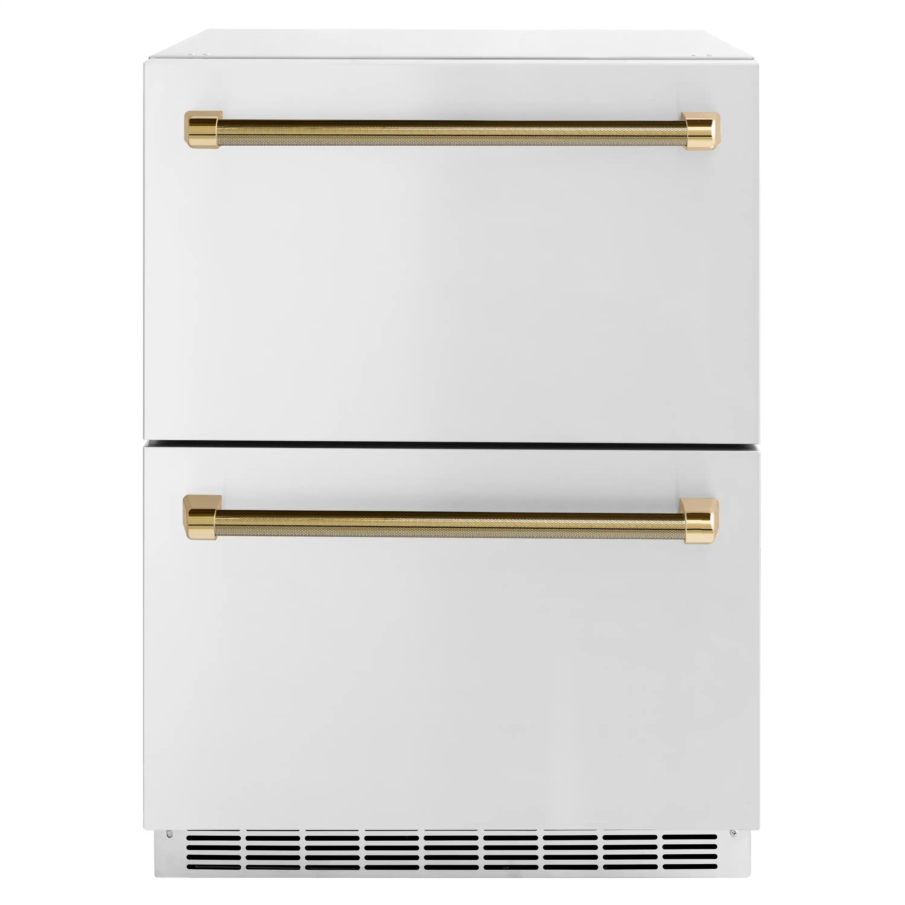 ZLINE Autograph 24-Inch Touchstone Refrigerator Drawer with Steel Doors & Gold Helix Handles (RDSOZ-ST-24-KG)