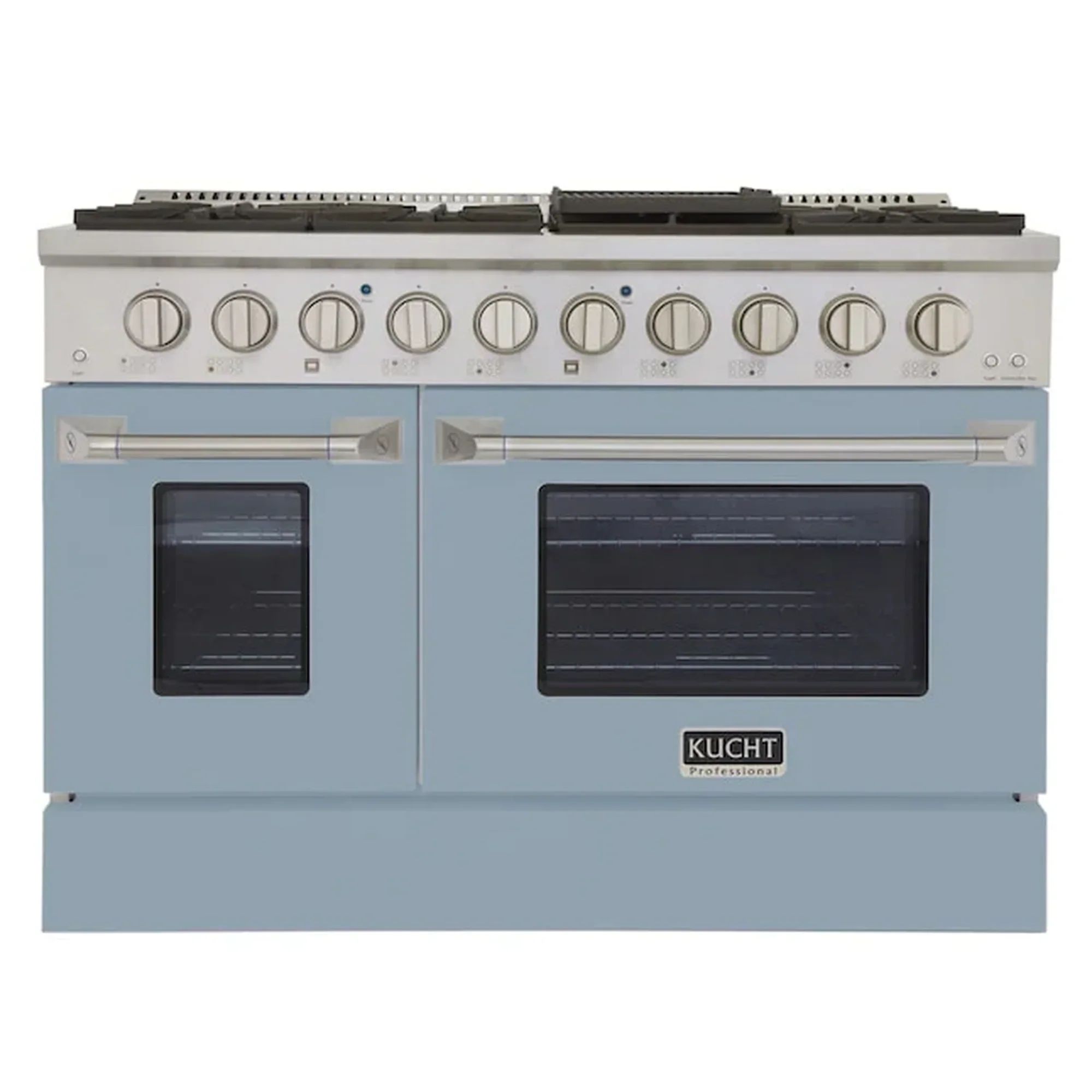 Kucht 48-Inch Pro-Style Dual Fuel Range in Propane Gas with  4.2 cu. ft. Electric Oven & 8 Gas Burners in Light Blue (KDF482/LP-LB)