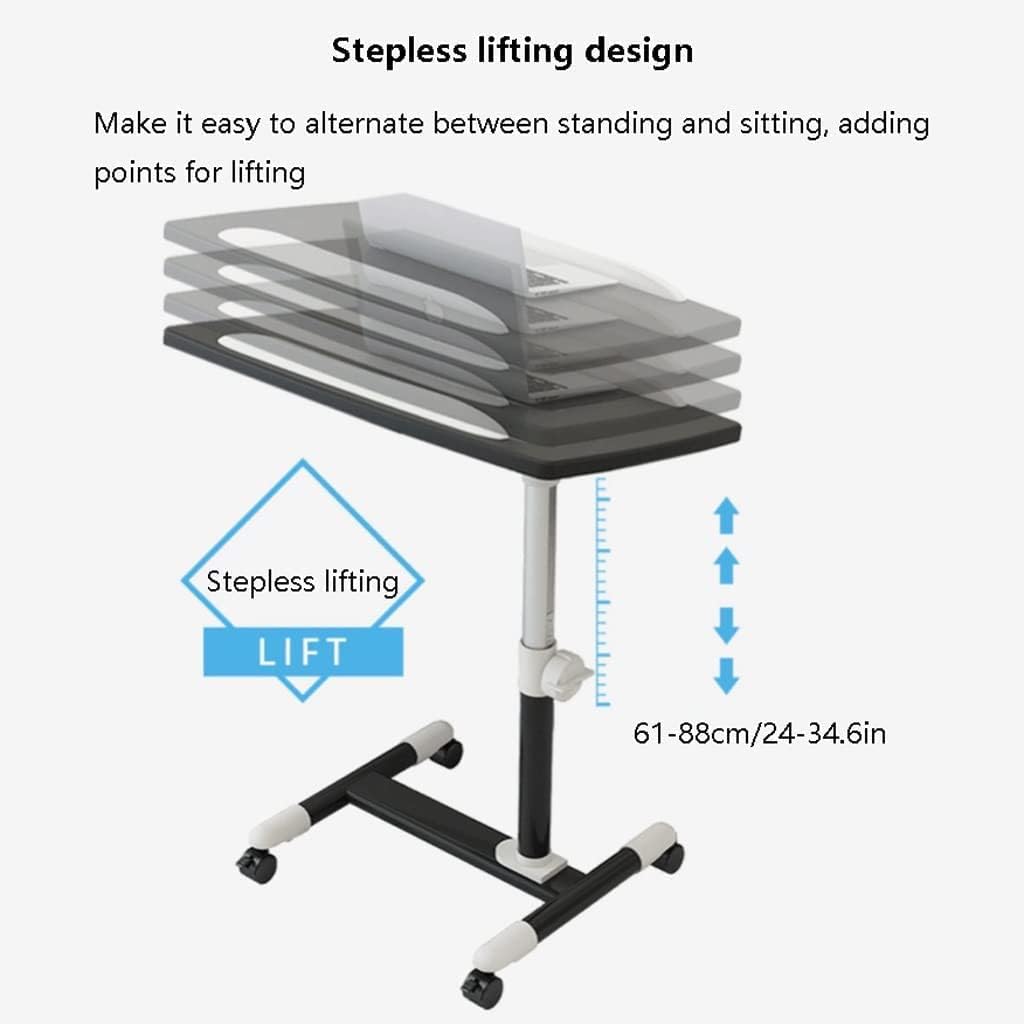 Overbed Table Medical Height Adjustable Overbed Bedside Table with Wheels Rolling Laptop Desk Great for Hospital Use or at Home as Bed Tray Lightweight,A-23.6 * 24in