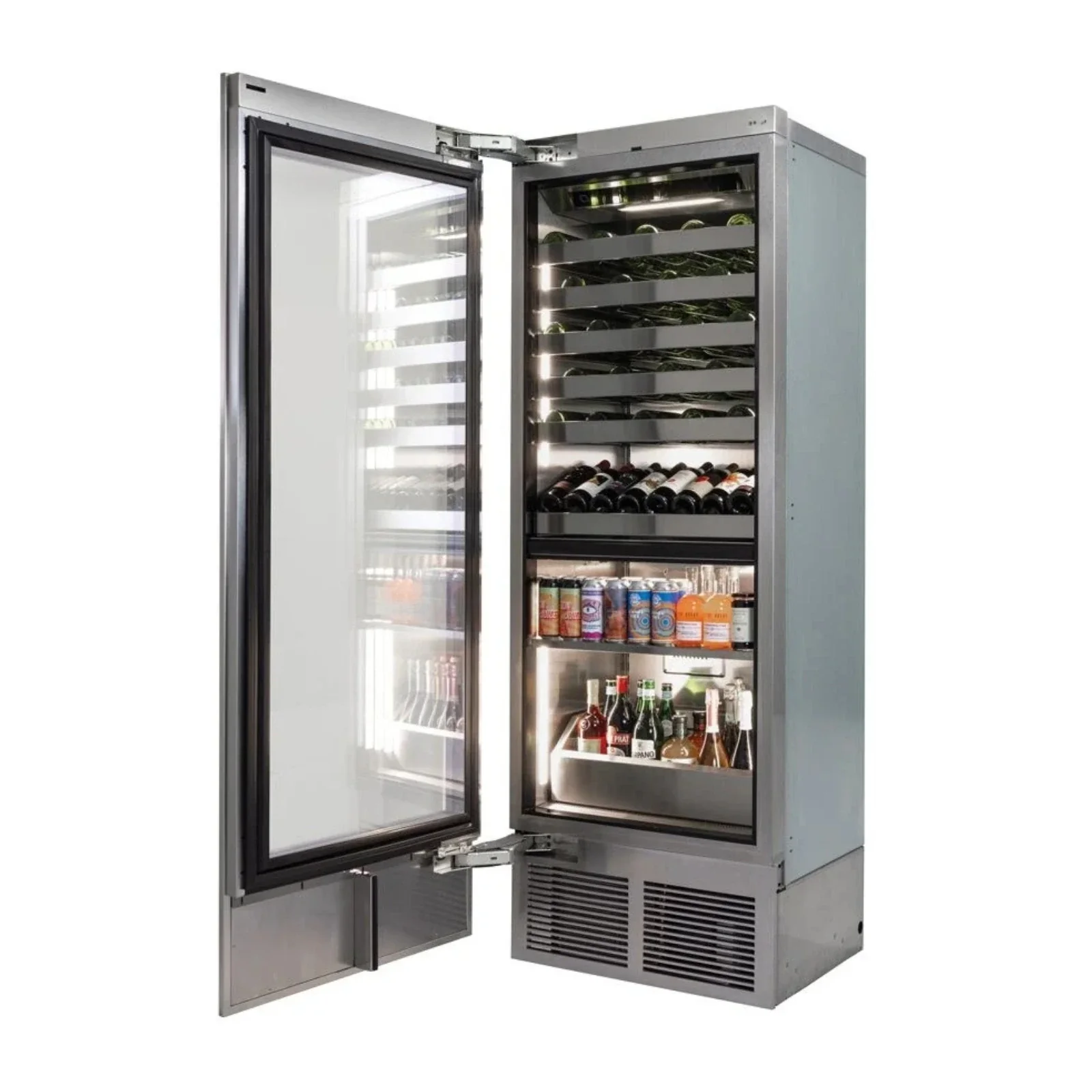 Perlick C-Series 30 Inch Dual-Zone Beverage Center with 55 Bottle/230 Can Capacity in Panel Ready with Left Hinge (CR30C-2-4LL)